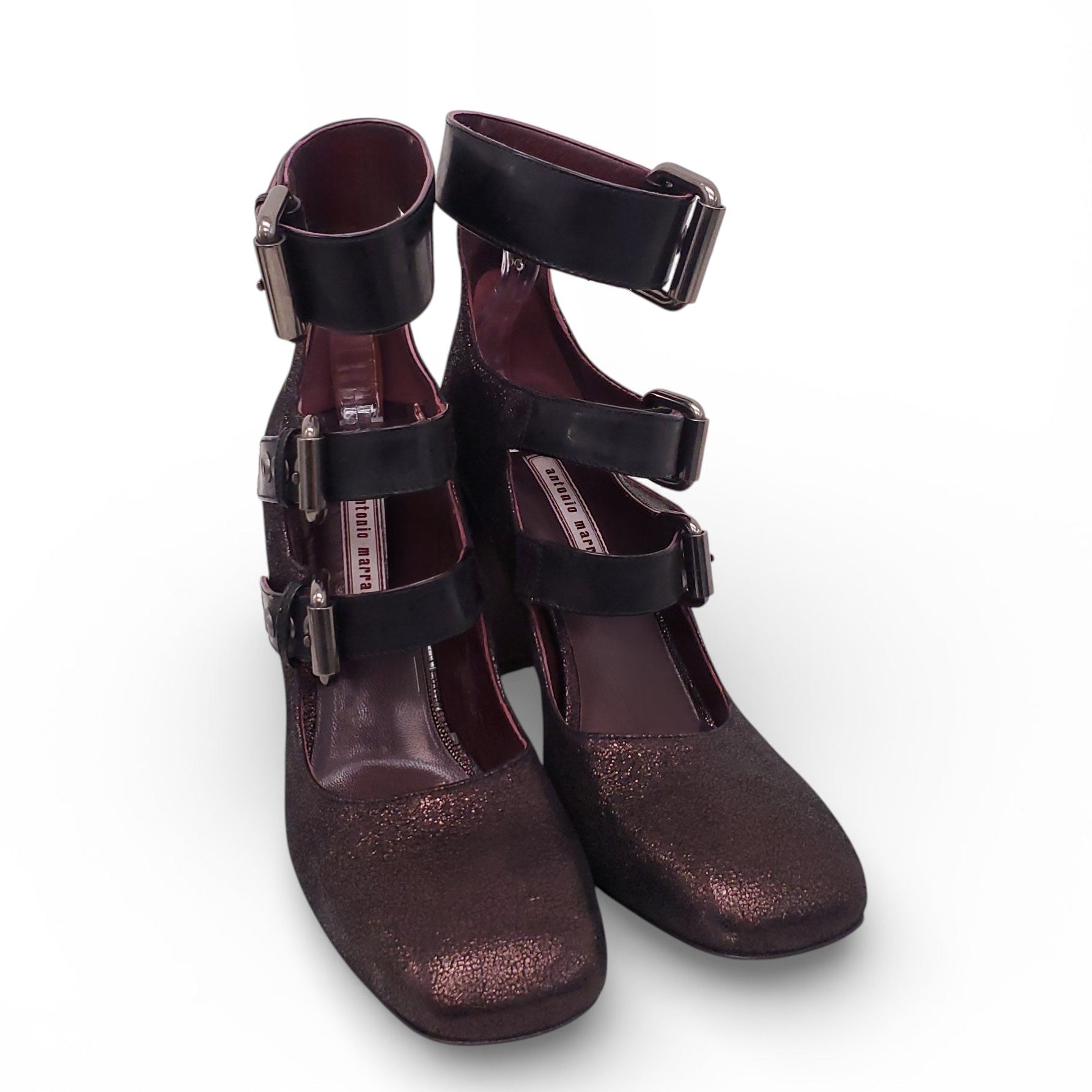 ANTONIO MARRAS MARY JANE METALLIC BOOTIES - SIZE 37