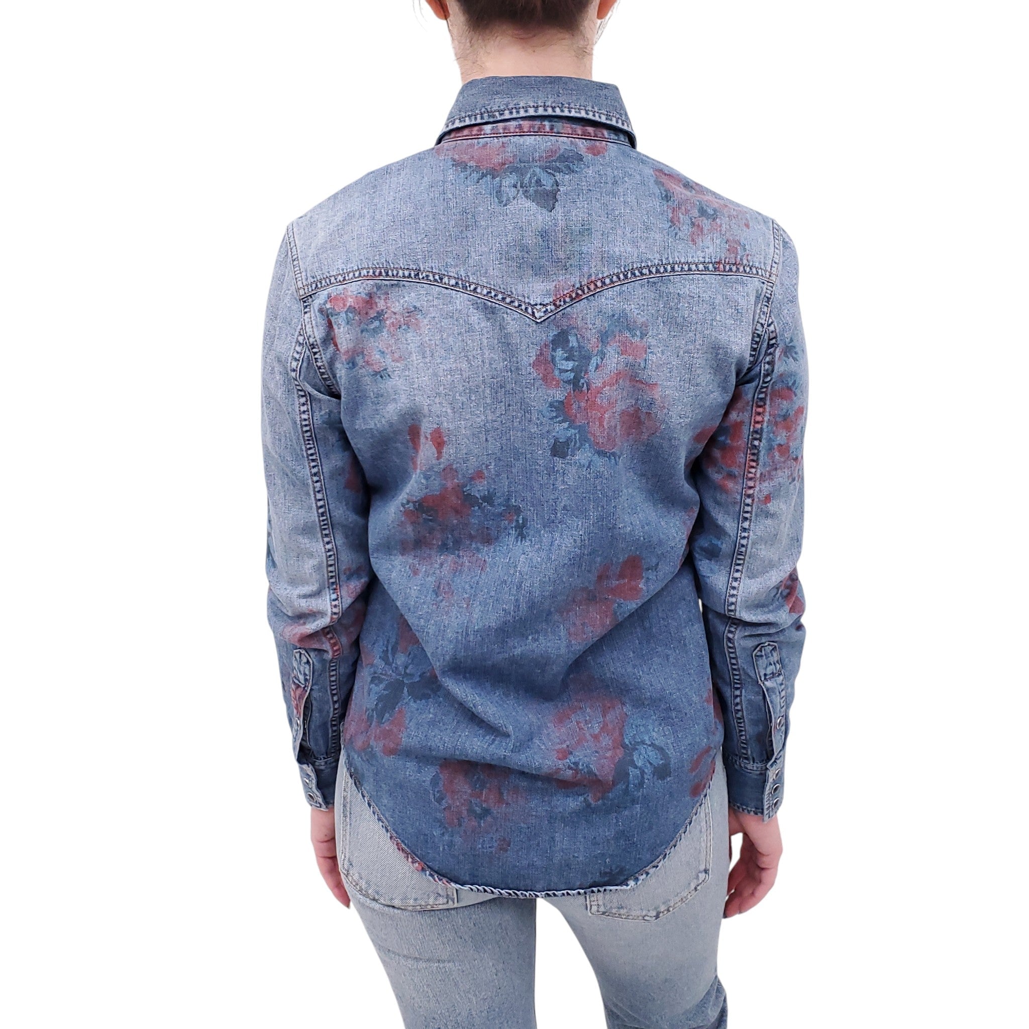 SAINT LAURENT FLORAL DENIM SHIRT - SIZE M