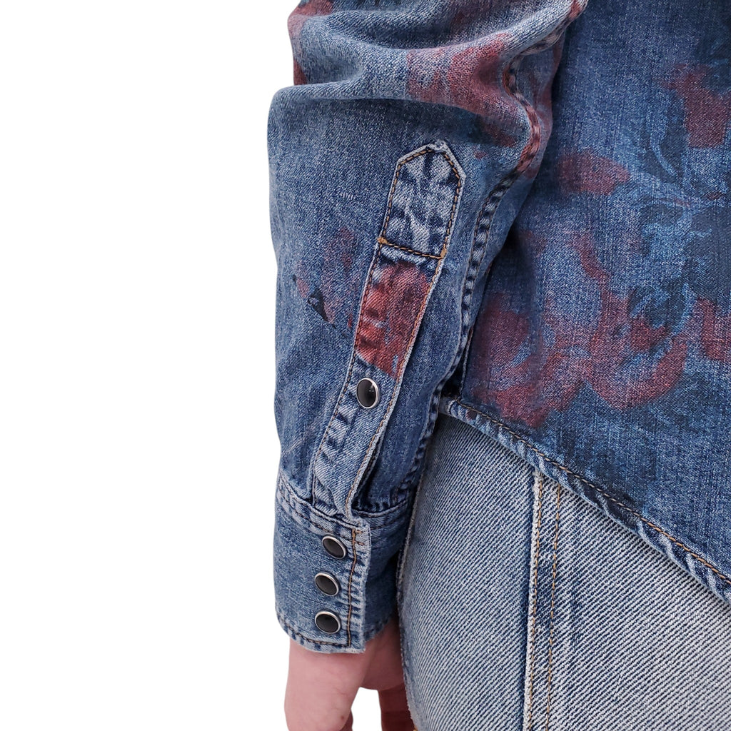 SAINT LAURENT FLORAL DENIM SHIRT - SIZE M