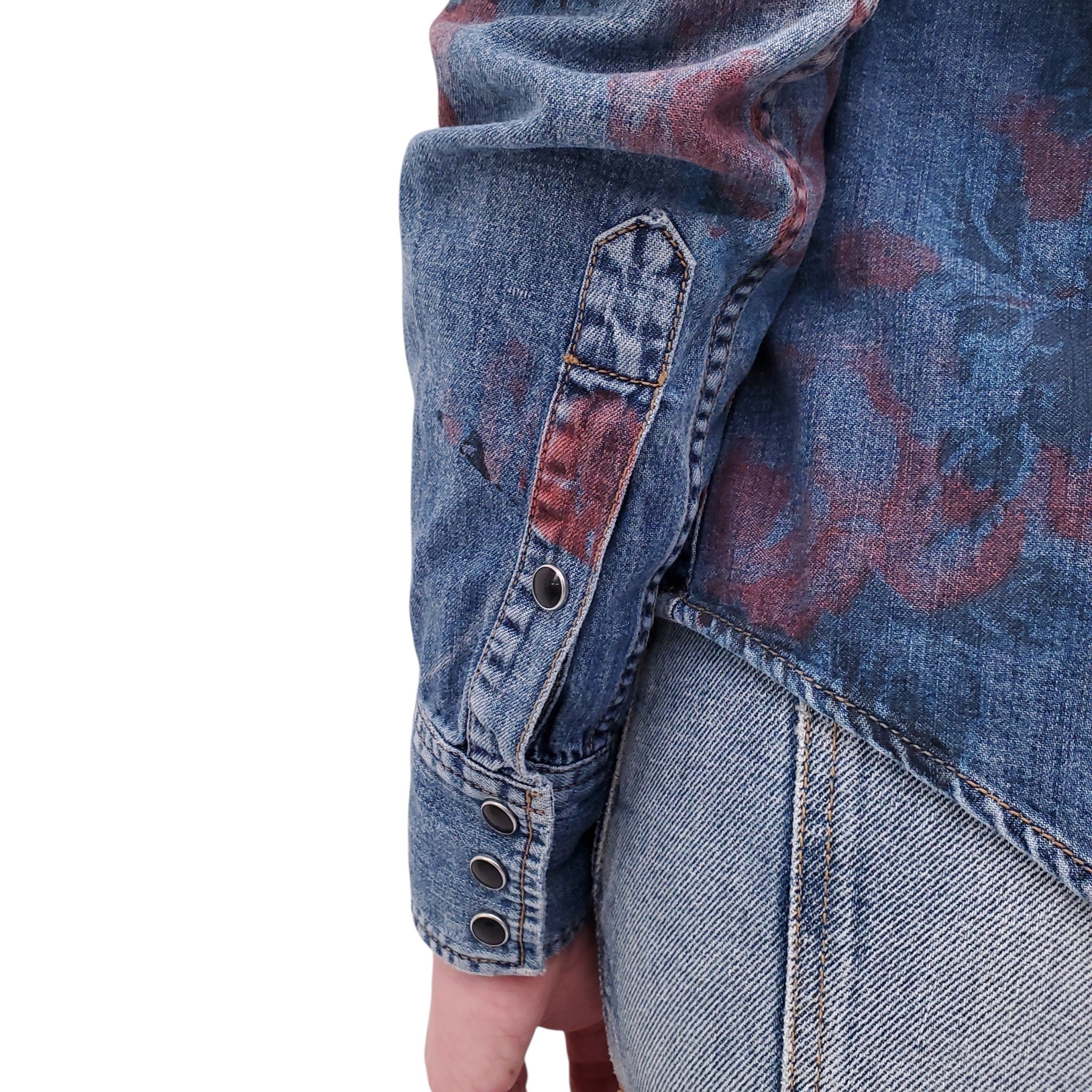 SAINT LAURENT FLORAL DENIM SHIRT - SIZE M