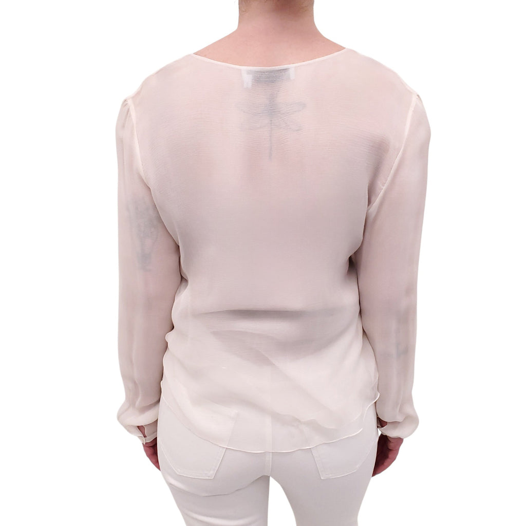 SAINT LAURENT RUNWAY SHEER SILK BLOUSE - SIZE 42