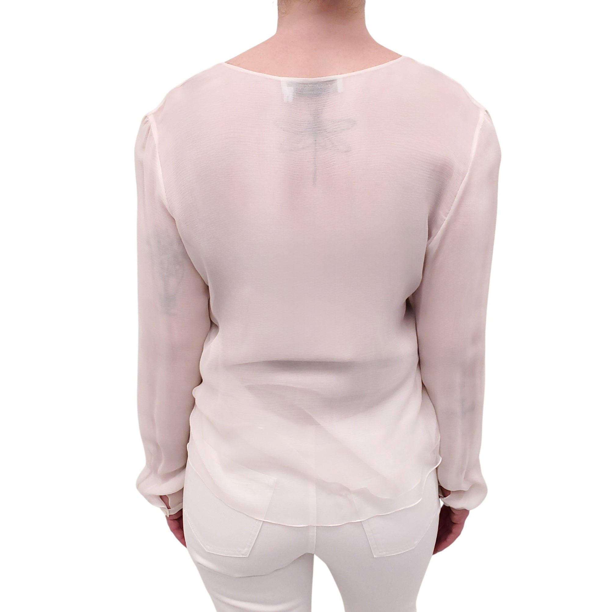 SAINT LAURENT RUNWAY SHEER SILK BLOUSE - SIZE 42
