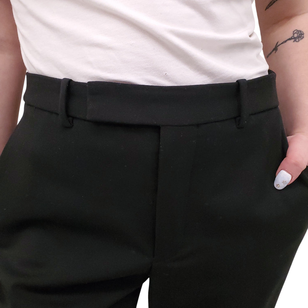 SAINT LAURENT BLACK WIDE LEG TROUSERS - SIZE 42