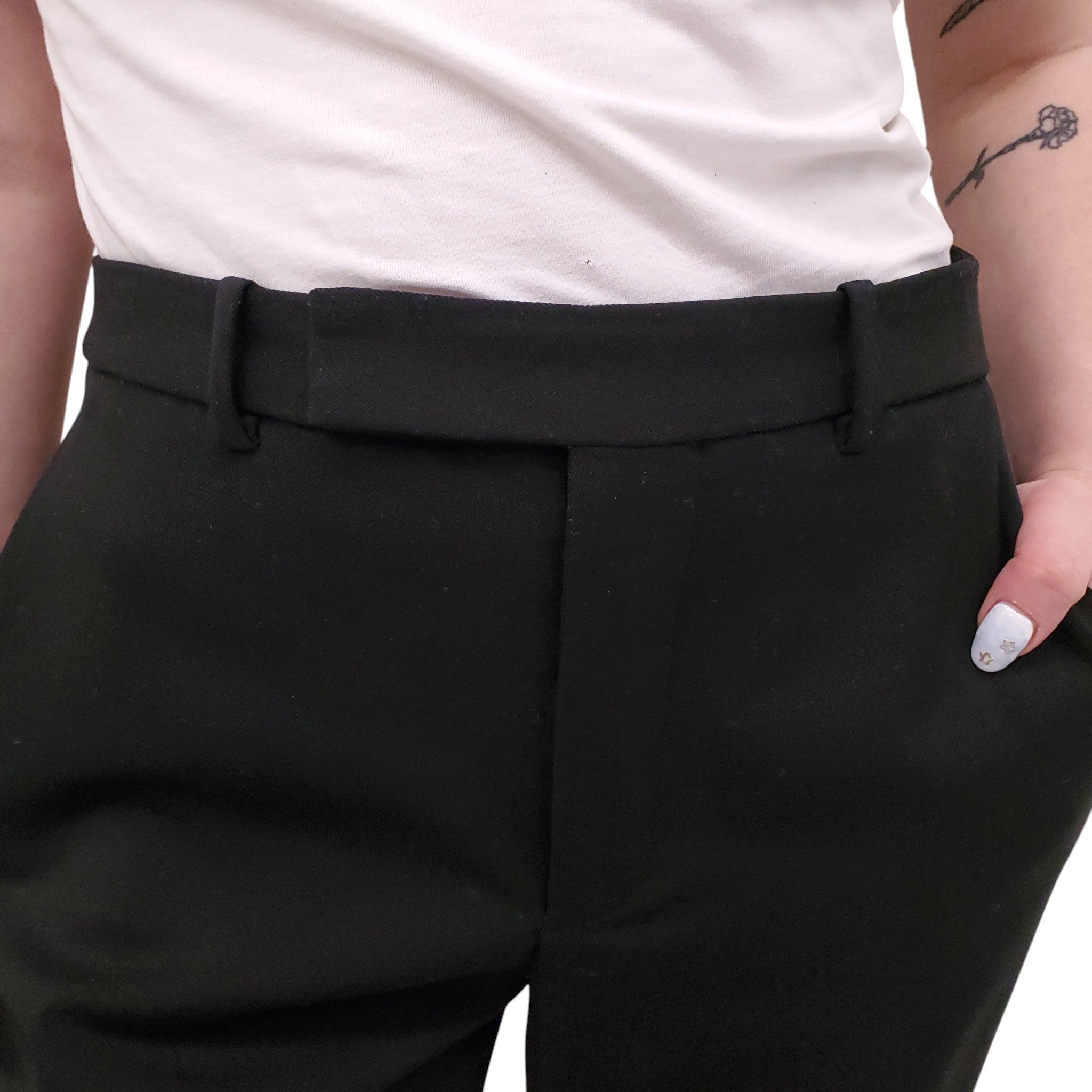 SAINT LAURENT BLACK WIDE LEG TROUSERS - SIZE 42