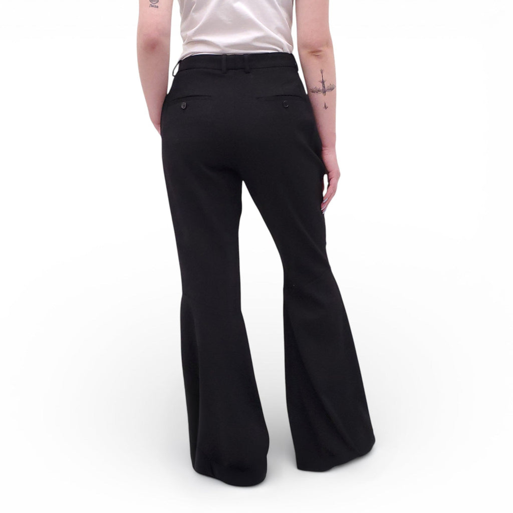 SAINT LAURENT BLACK WIDE LEG TROUSERS - SIZE 42