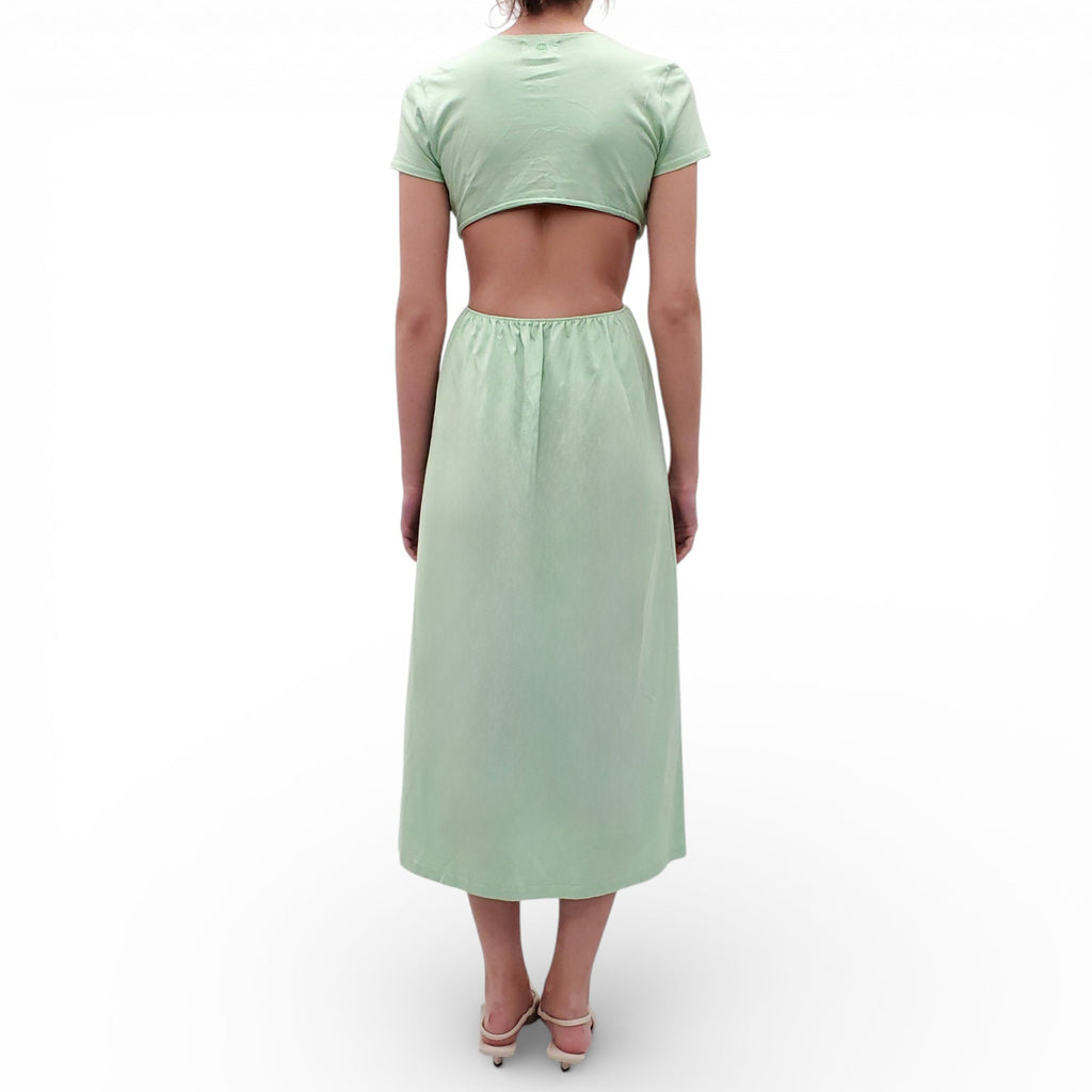 LOULOU STUDIO GREEN CUTOUT DETAIL DRESS - SIZE XS
