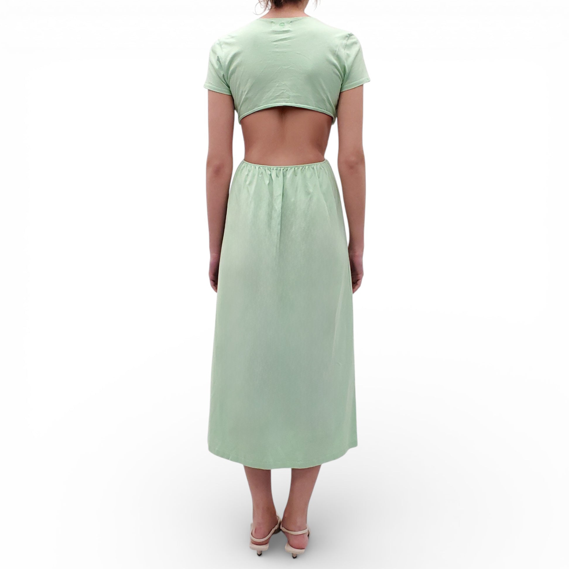 LOULOU STUDIO GREEN CUTOUT DETAIL DRESS - SIZE XS