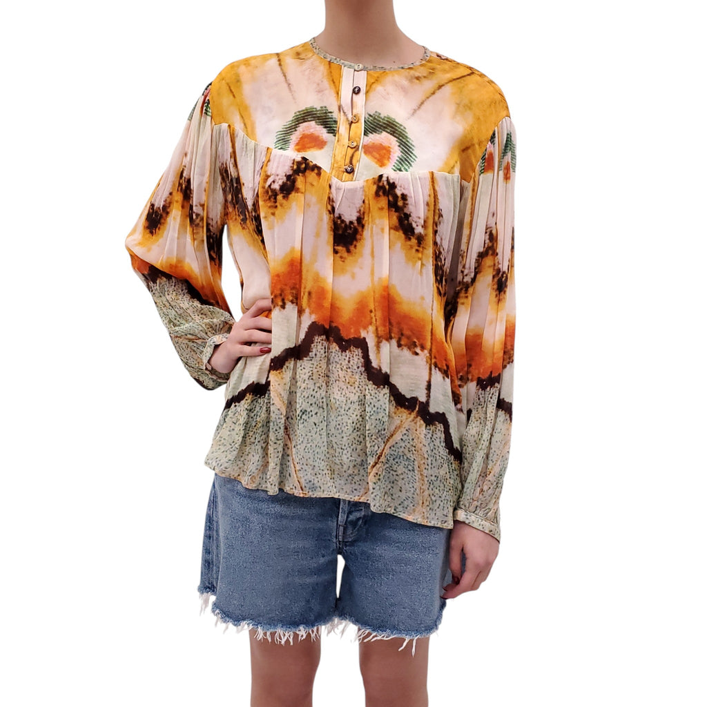 CHUFY PATTERNED VISCOSE BLOUSE - SIZE S