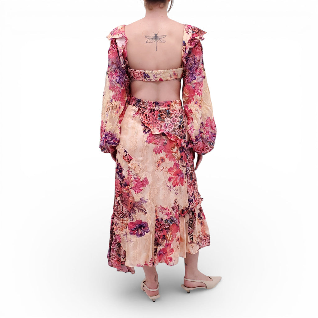 HEMANT & NANDITA FLORAL PRINT SKIRT SET - SIZE M
