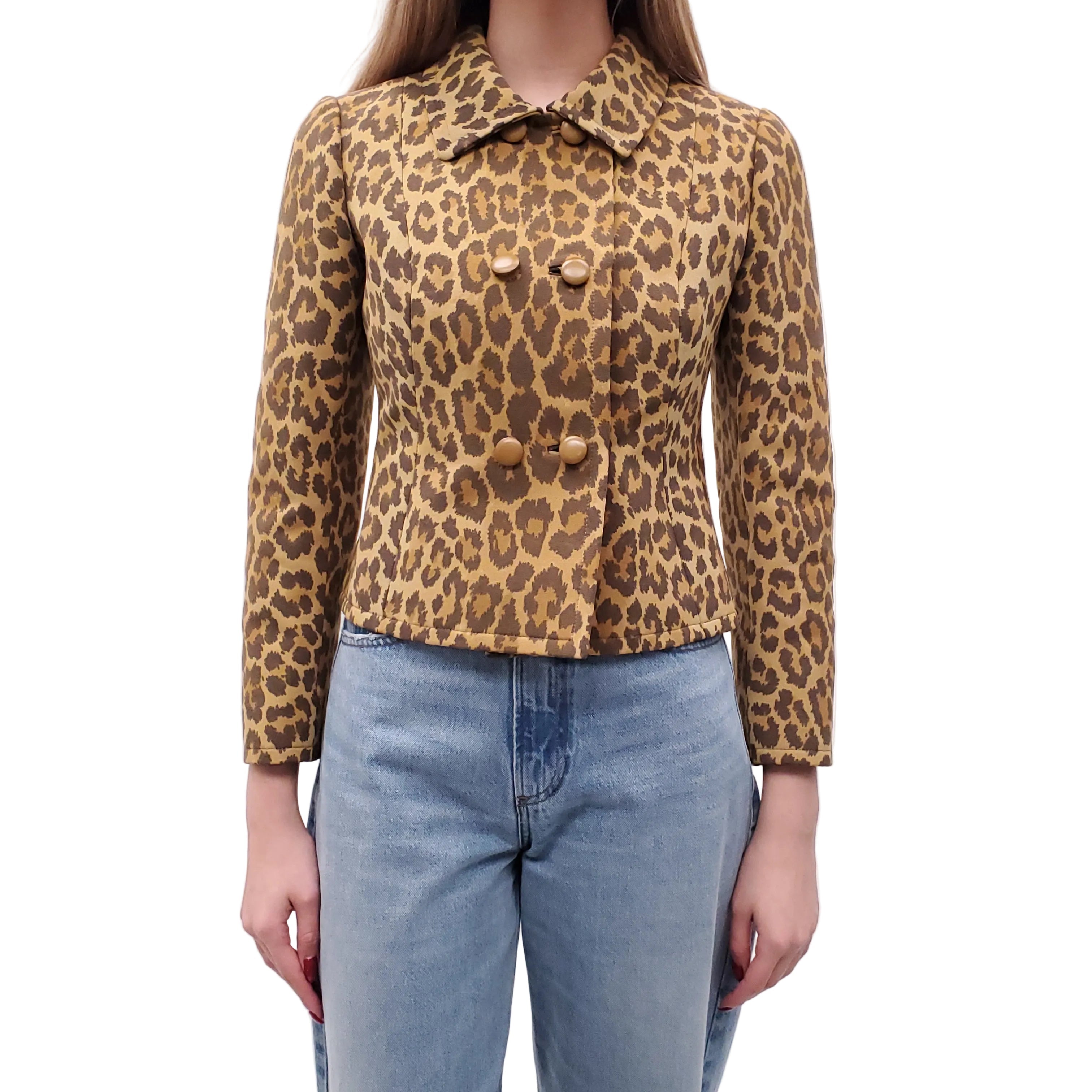 GIVENCHY VINTAGE LEOPARD JACKET AND SKIRT SET - SIZE XS/S