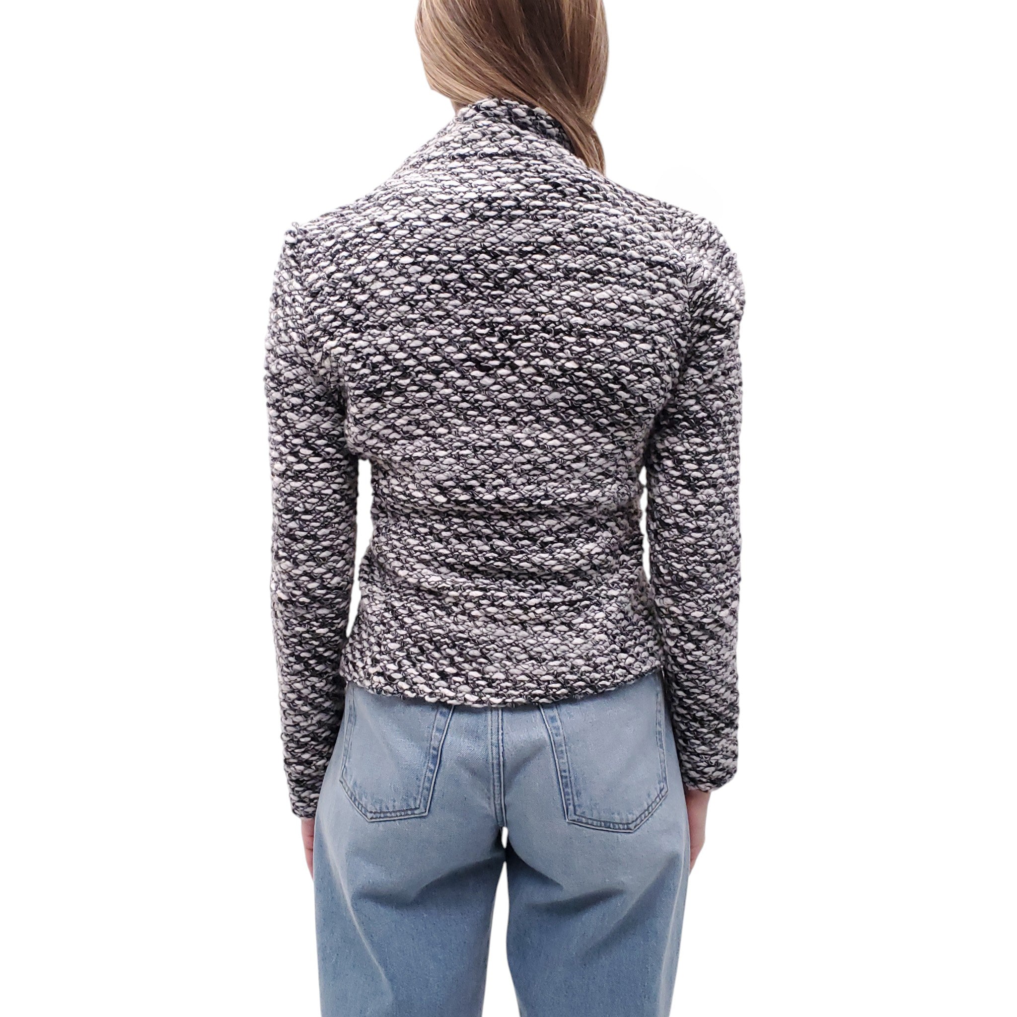 IRO KNIT JACKET WITH LEATHER ZIPUP DETAIL - SIZE 40