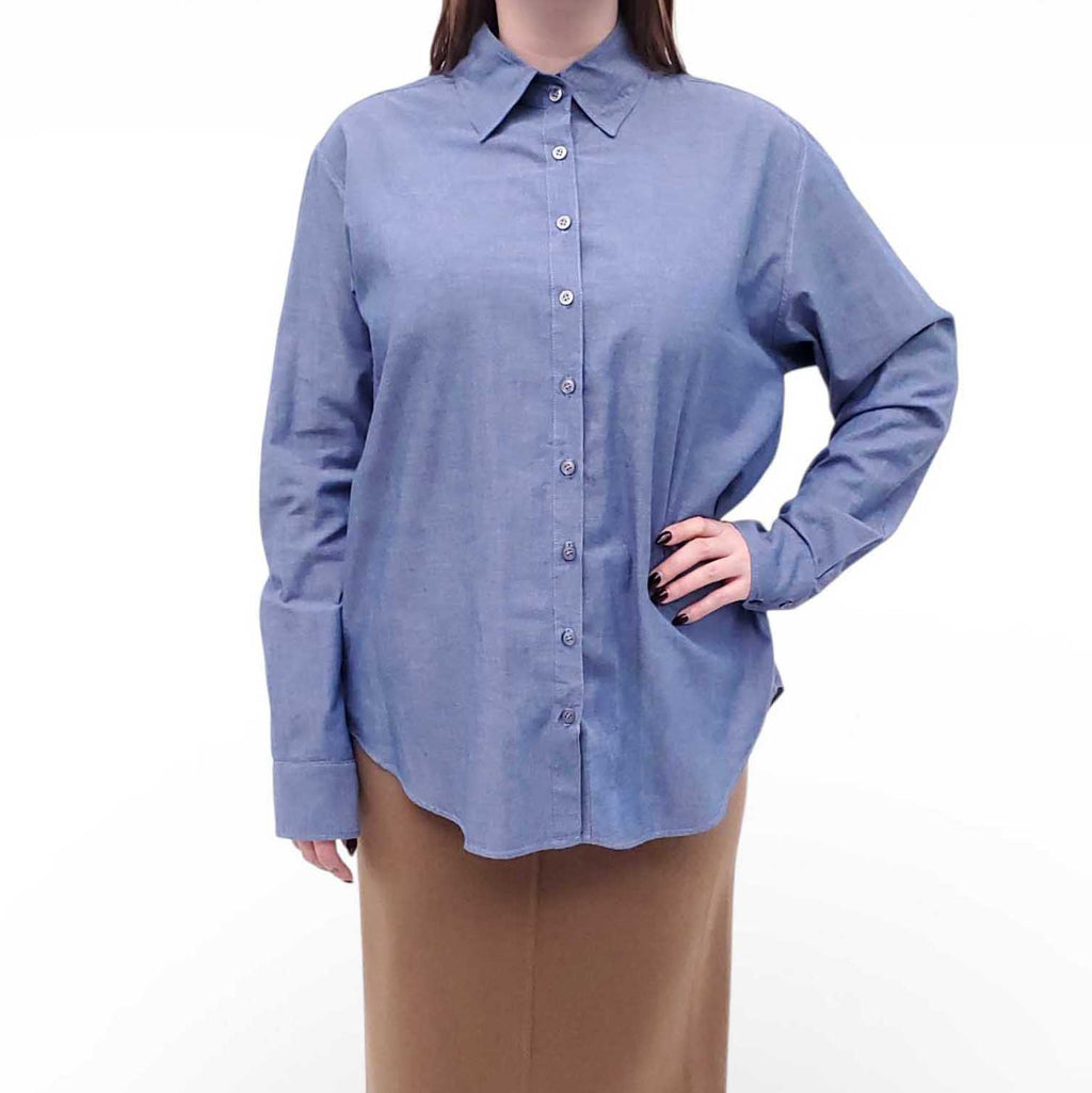 XIRENA DENIM EFFECT COTTON SHIRT - SIZE M