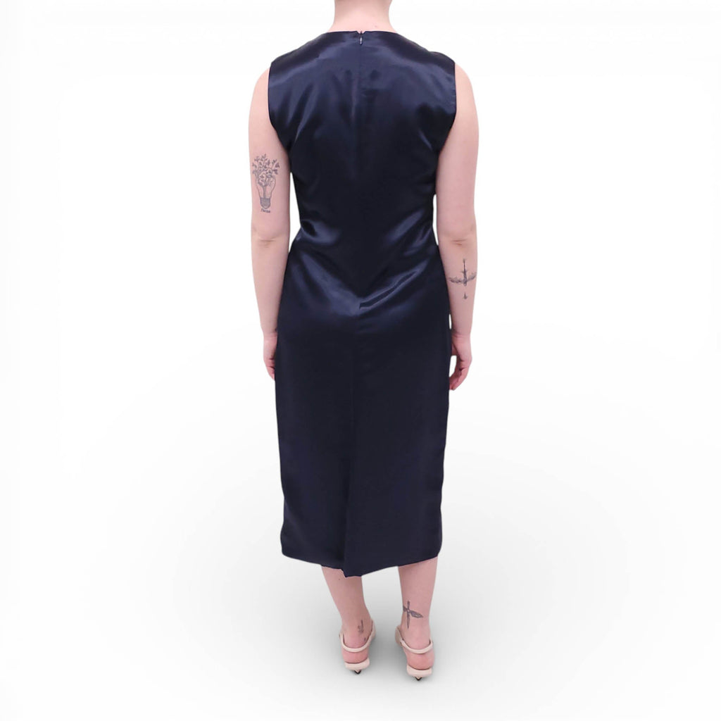 BOTTEGA VENETA NAVY SATIN DRESS - SIZE 42