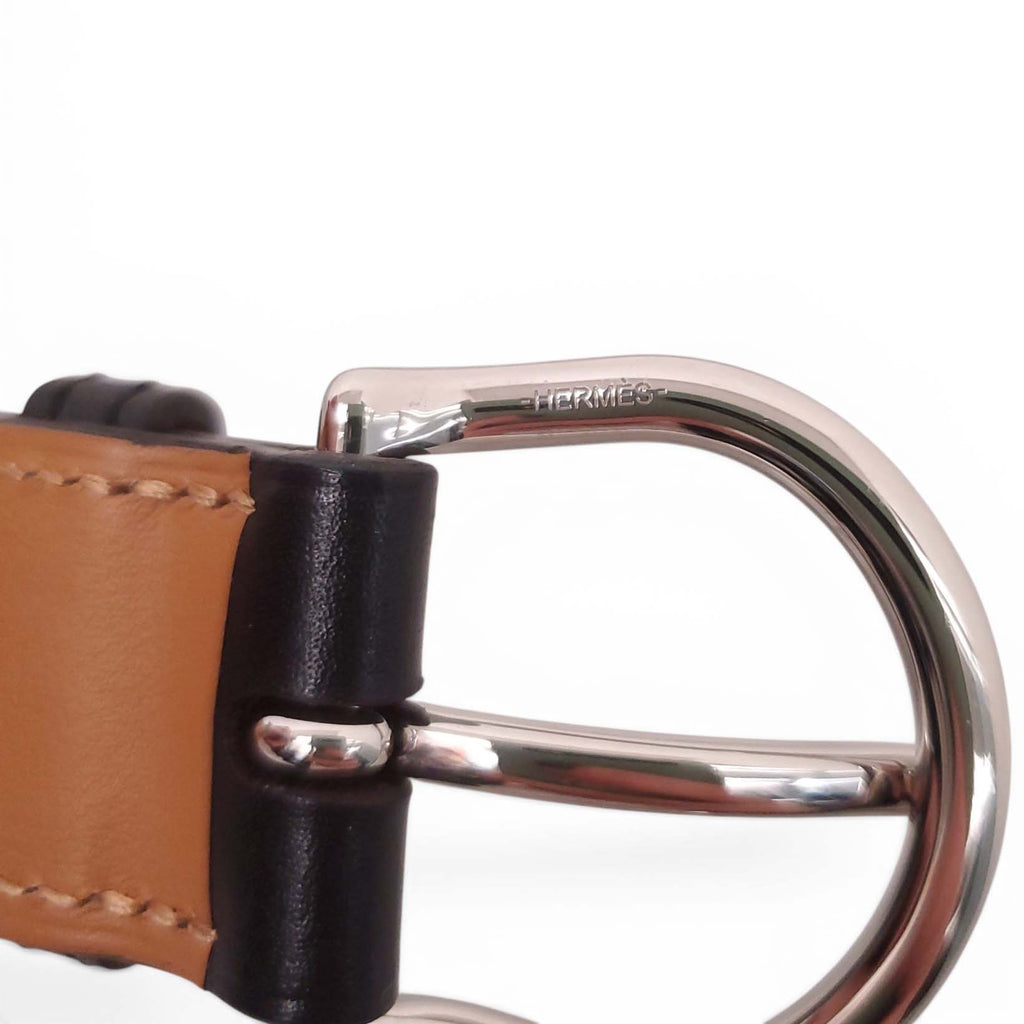 HERMÈS CHAIN DE’ANCRE BLACK LEATHER BELT - SIZE 75