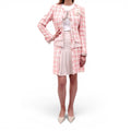 CHANEL PINK HOUNDSTOOTH TWEED SUIT WITH REMOVABLE CAMILA BROOCHES - SIZE 40