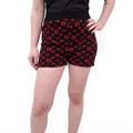 LOUIS VUITTON BLACK AND RED KNIT LOGO SHORTS WITH ZIPPER DETAIL - SIZE M