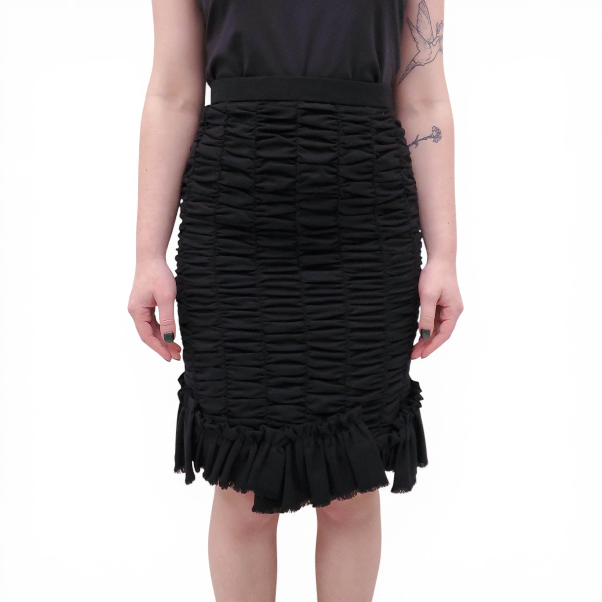 LOUIS VUITTON BLACK RUCHED SKIRT - SIZE 36