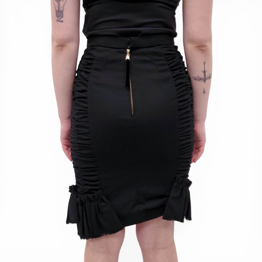 LOUIS VUITTON BLACK RUCHED SKIRT - SIZE 36