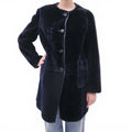 MARNI NAVY REVERSIBLE LEATHER AND SHEARLING COAT - SIZE 40