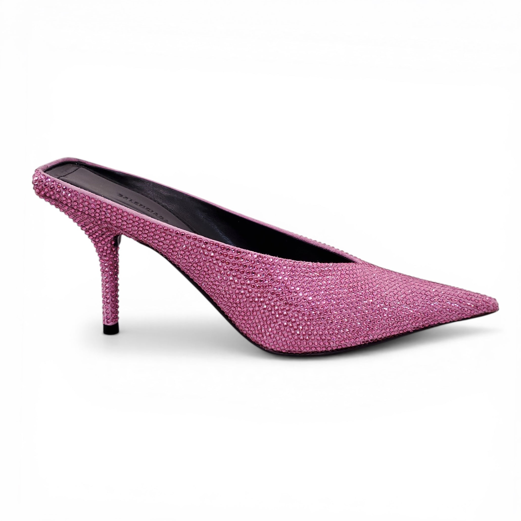 BALENCIAGA PINK CRYSTAL KNIFE MULES - SIZE 36