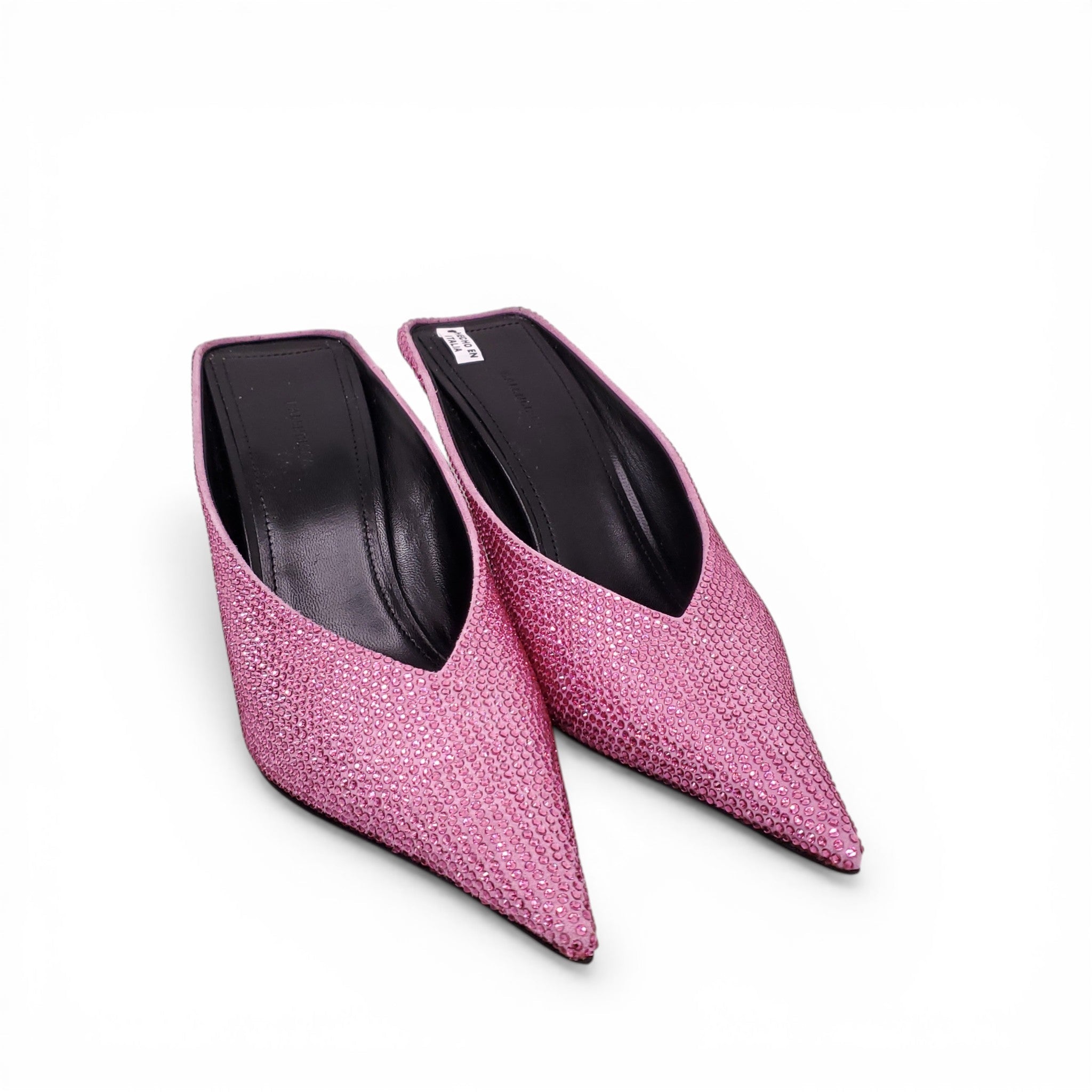 BALENCIAGA PINK CRYSTAL KNIFE MULES - SIZE 36