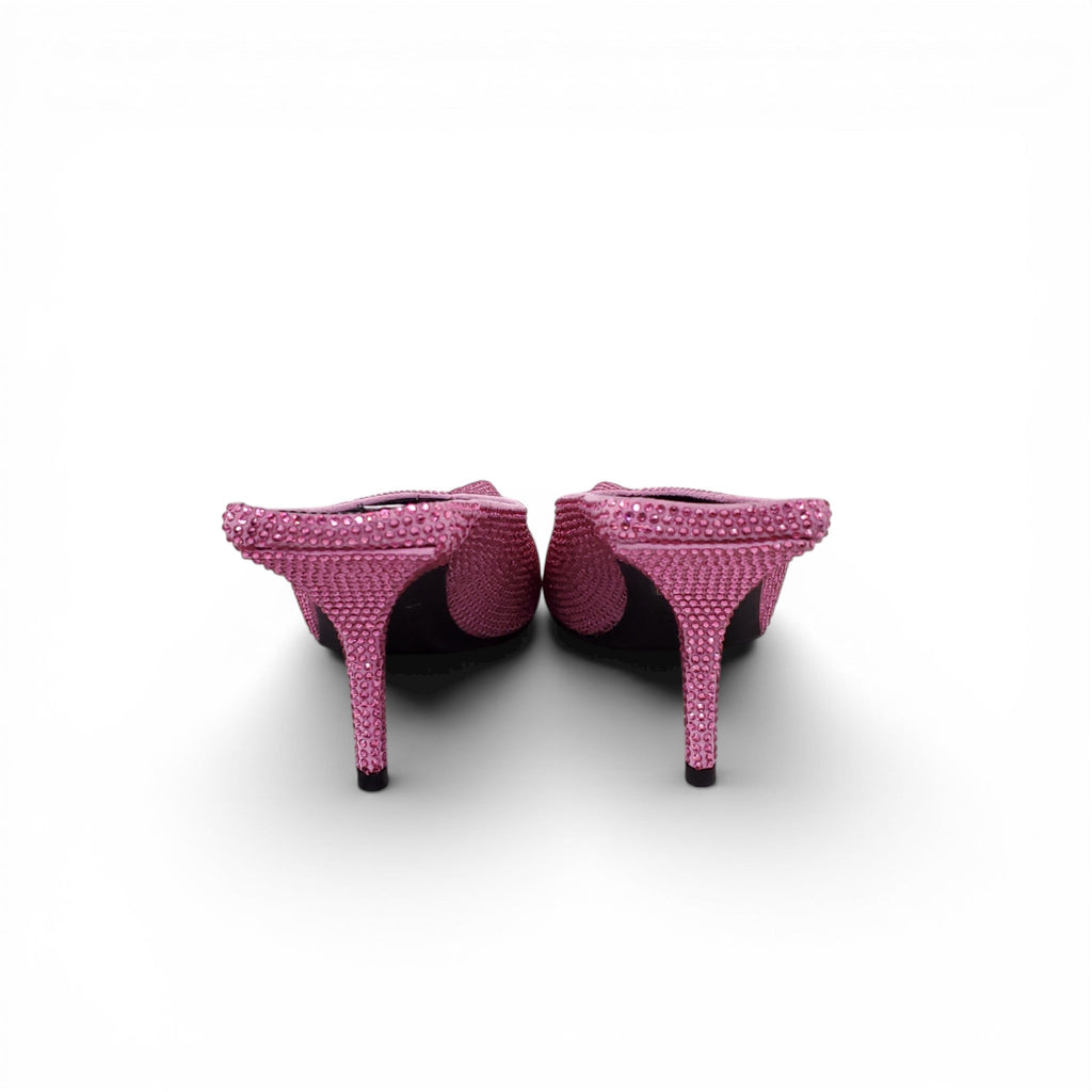 BALENCIAGA PINK CRYSTAL KNIFE MULES - SIZE 36