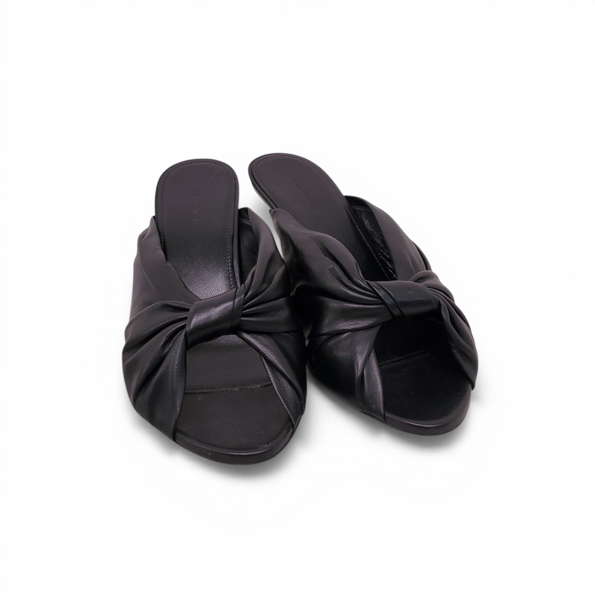 BALENCIAGA BLACK 'DRAPY' BRAIDED MULES - SIZE 36