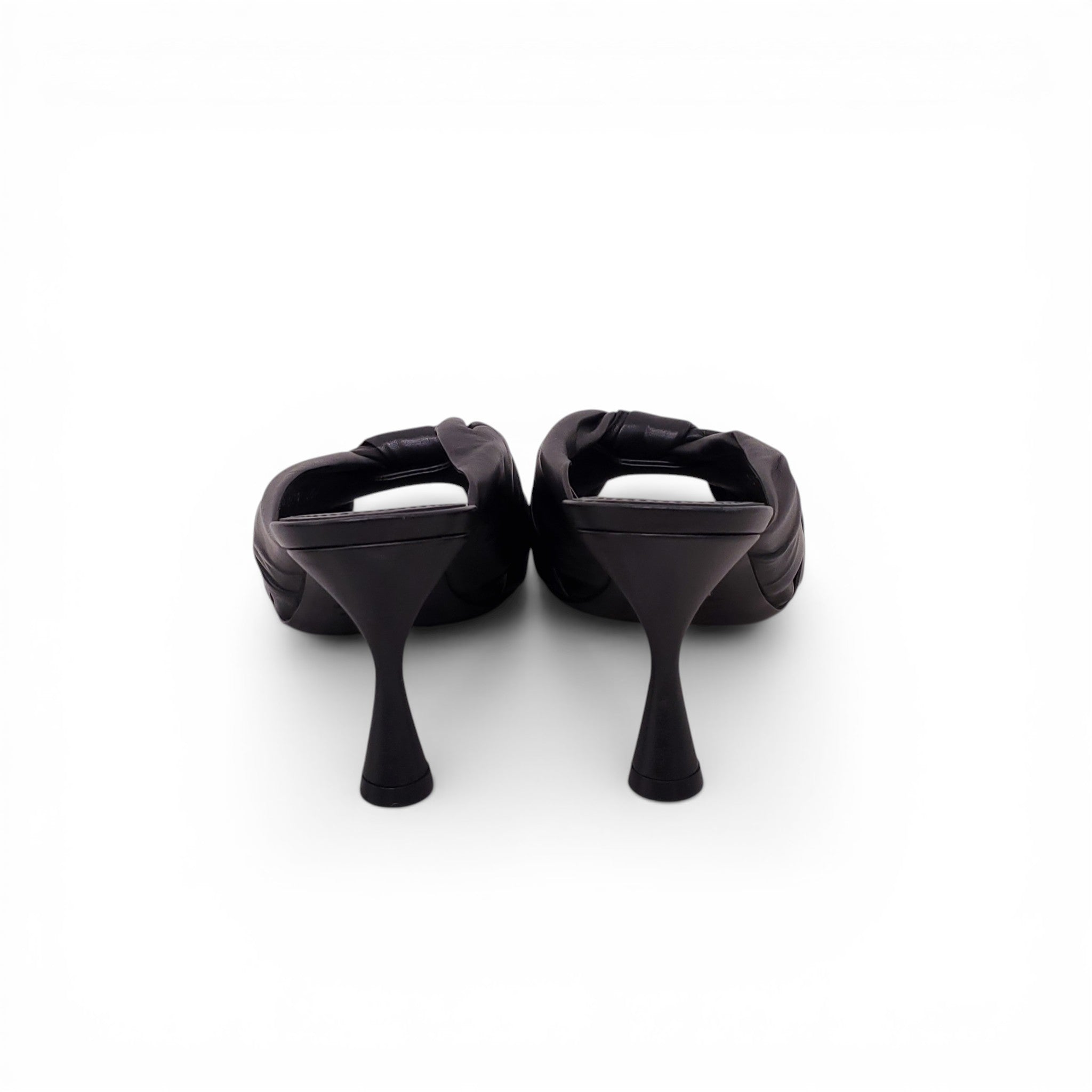 BALENCIAGA BLACK 'DRAPY' BRAIDED MULES - SIZE 36