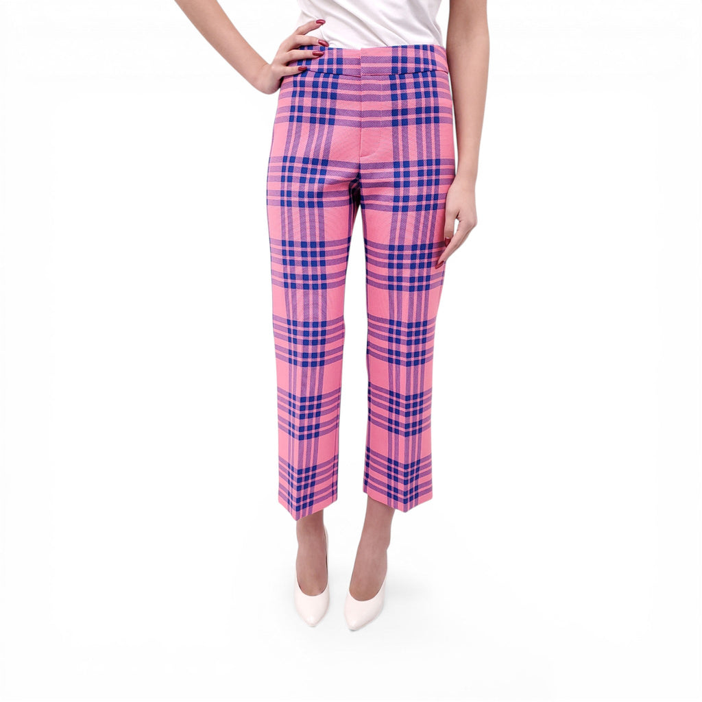 SMYTHE PINK AND BLUE PLAID FLOOD PANTS - SIZE 2