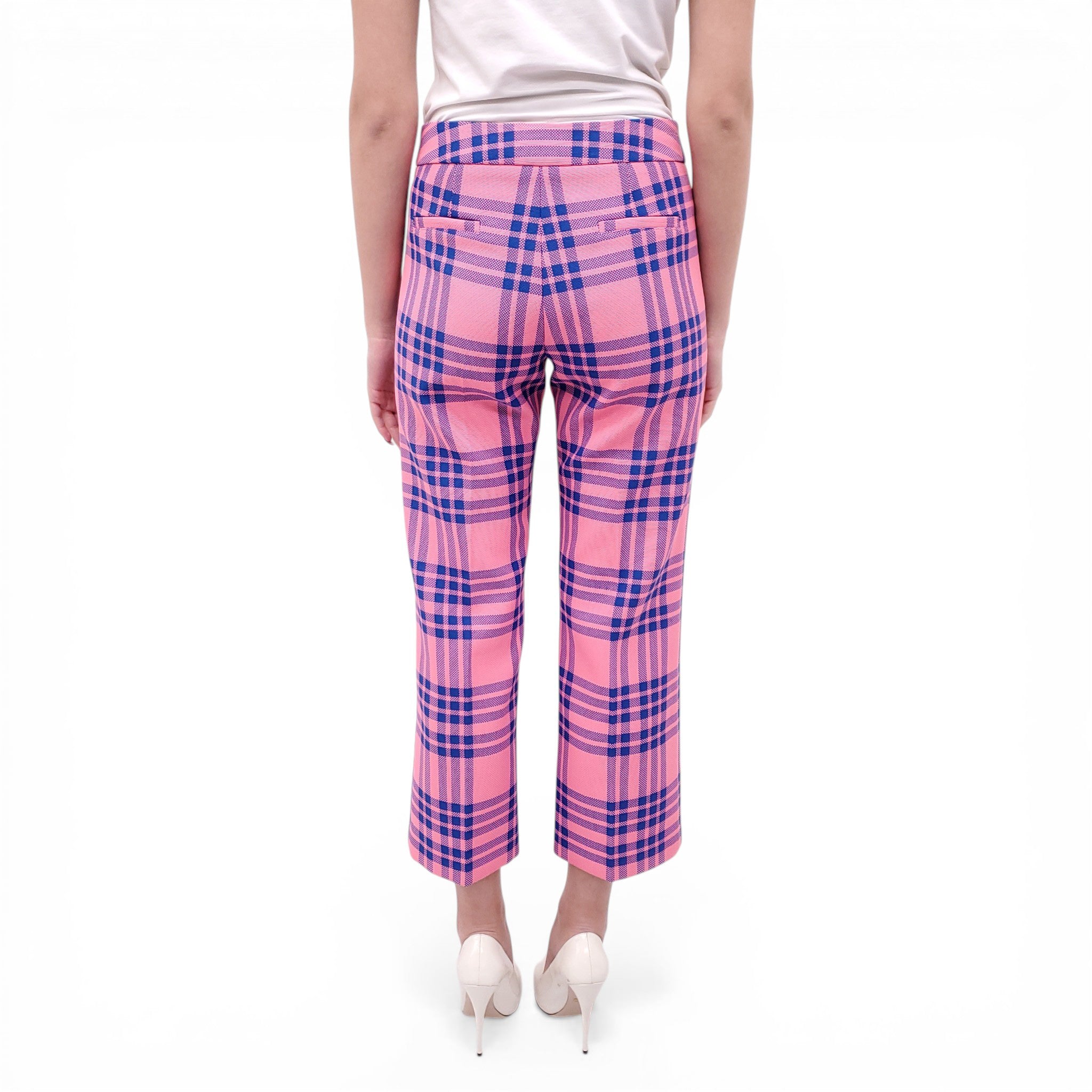 SMYTHE PINK AND BLUE PLAID FLOOD PANTS - SIZE 2