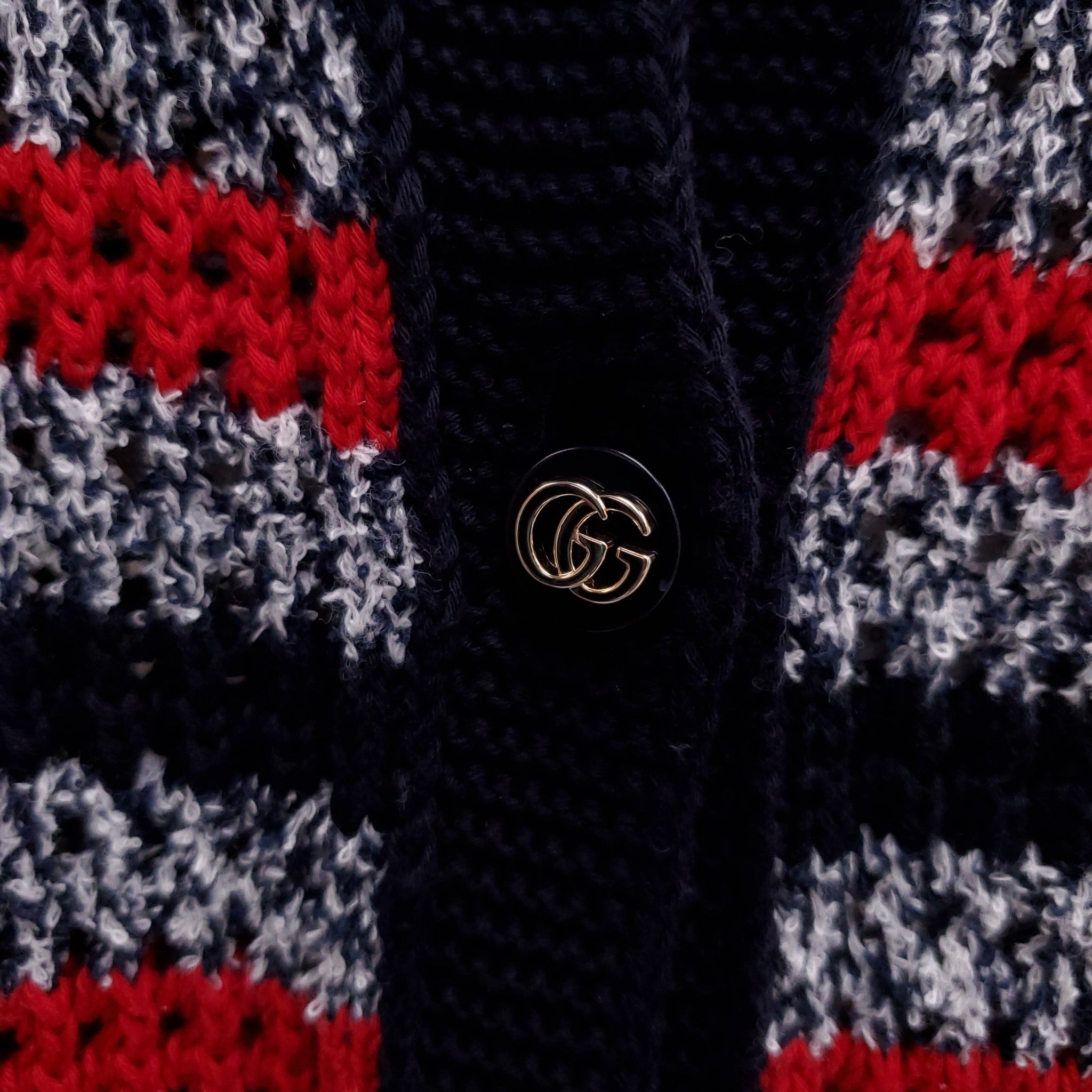 GUCCI STRIPED LOGO CARDIGAN WITH LOGO BUTTONS - SIZE S