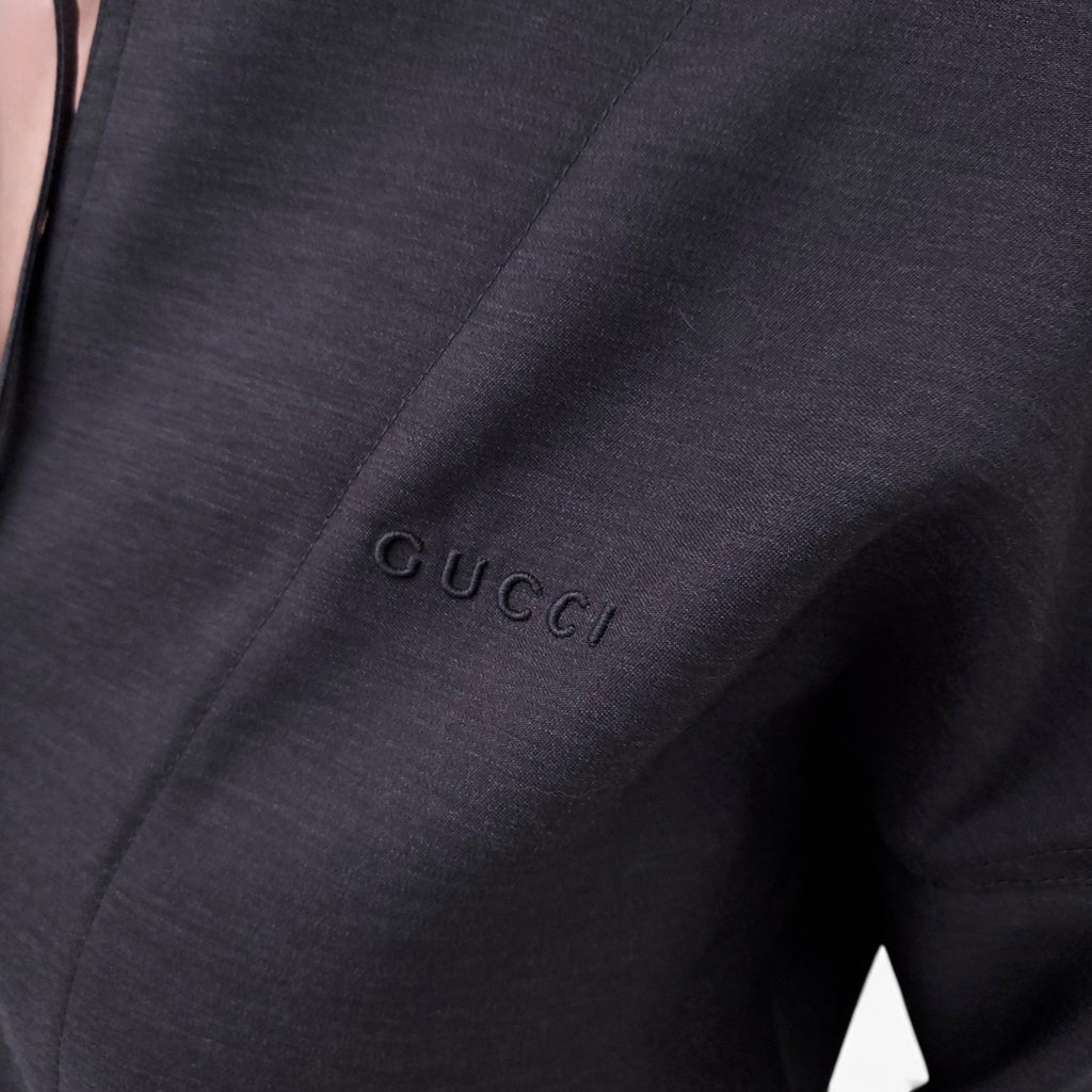 GUCCI GREY ROMPER WITH EMBOSSED LOGO - SIZE 40