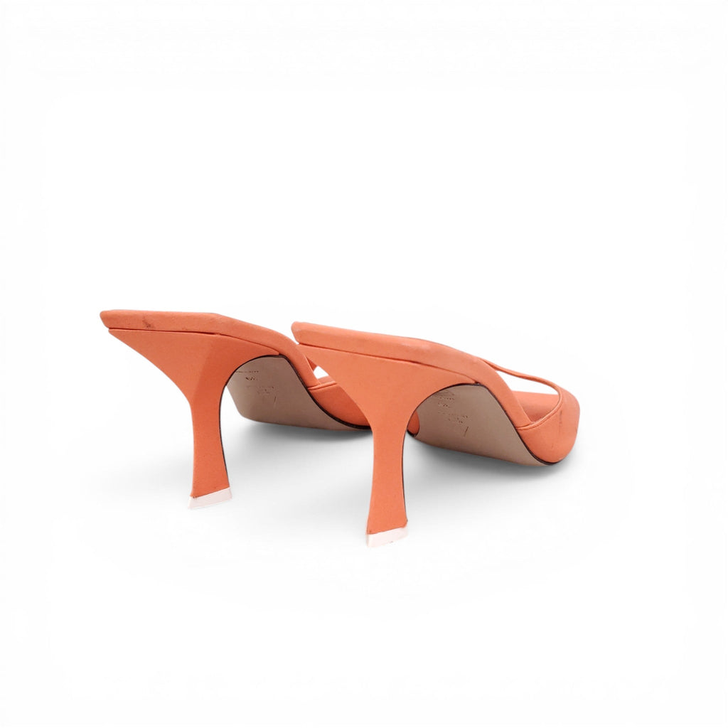 THE ATTICO ORANGE SATIN PEEP TOE MULES - SIZE 39