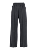Brunello Cucinelli Women Grey Pants With Elasticized Waist In Stretch Wool Blend Women
