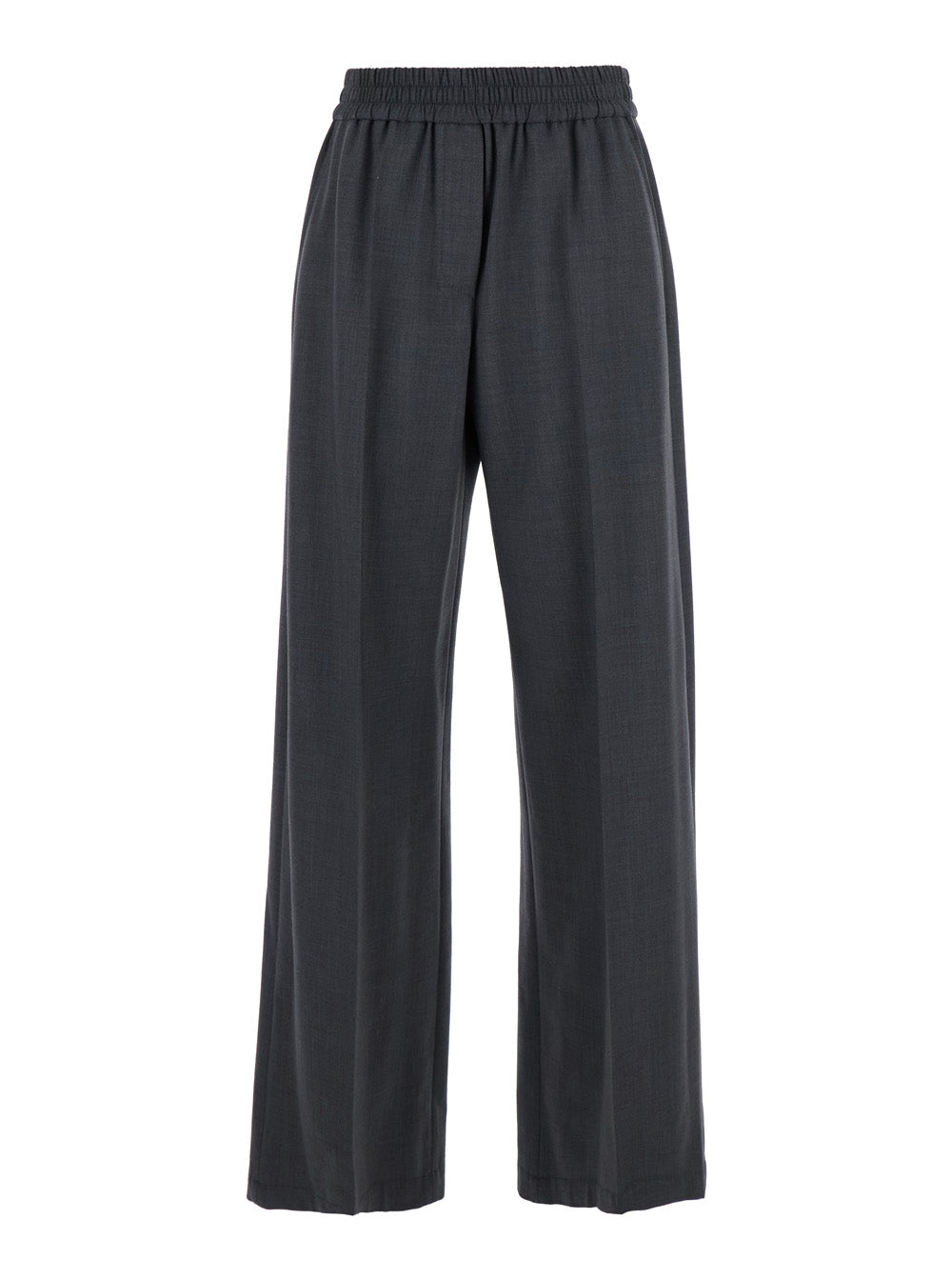 Brunello Cucinelli Women Grey Pants With Elasticized Waist In Stretch Wool Blend Women