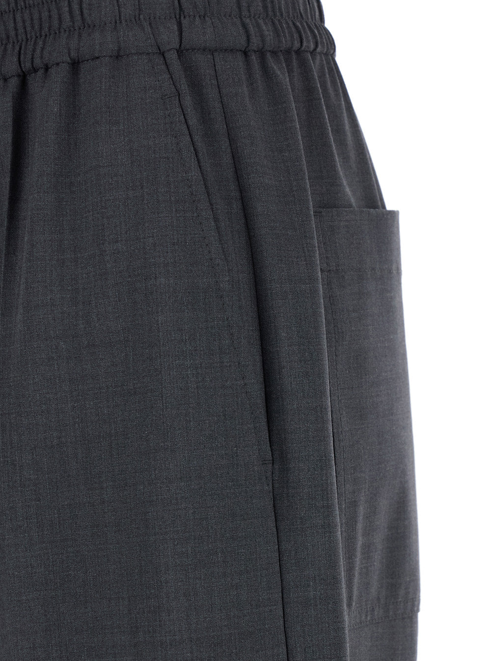 Brunello Cucinelli Women Grey Pants With Elasticized Waist In Stretch Wool Blend Women