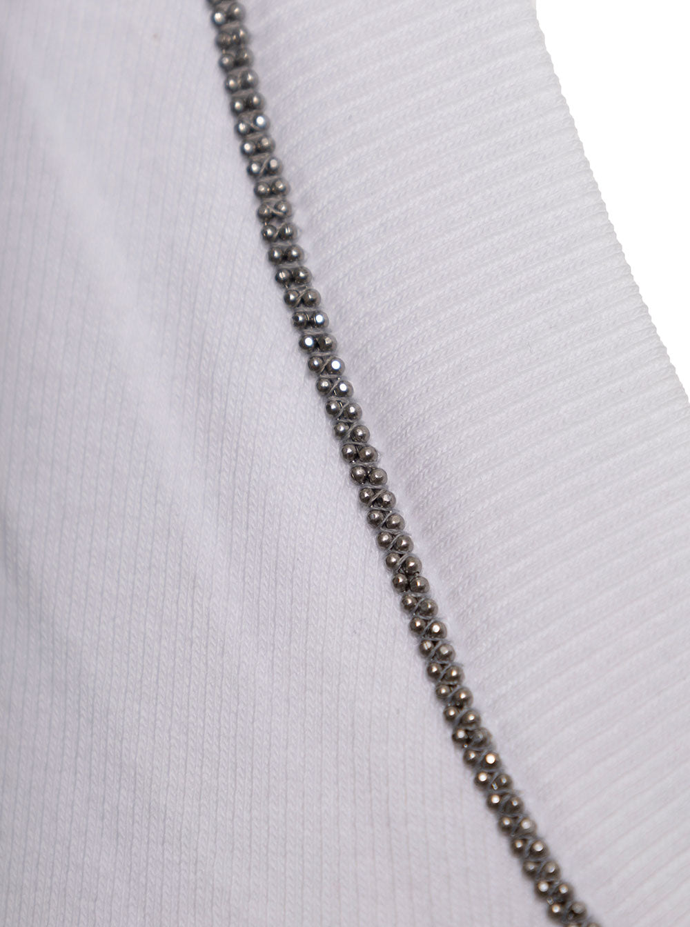 Brunello Cucinelli Women White Top With Round Neckline And Monile Details In Cotton For Women