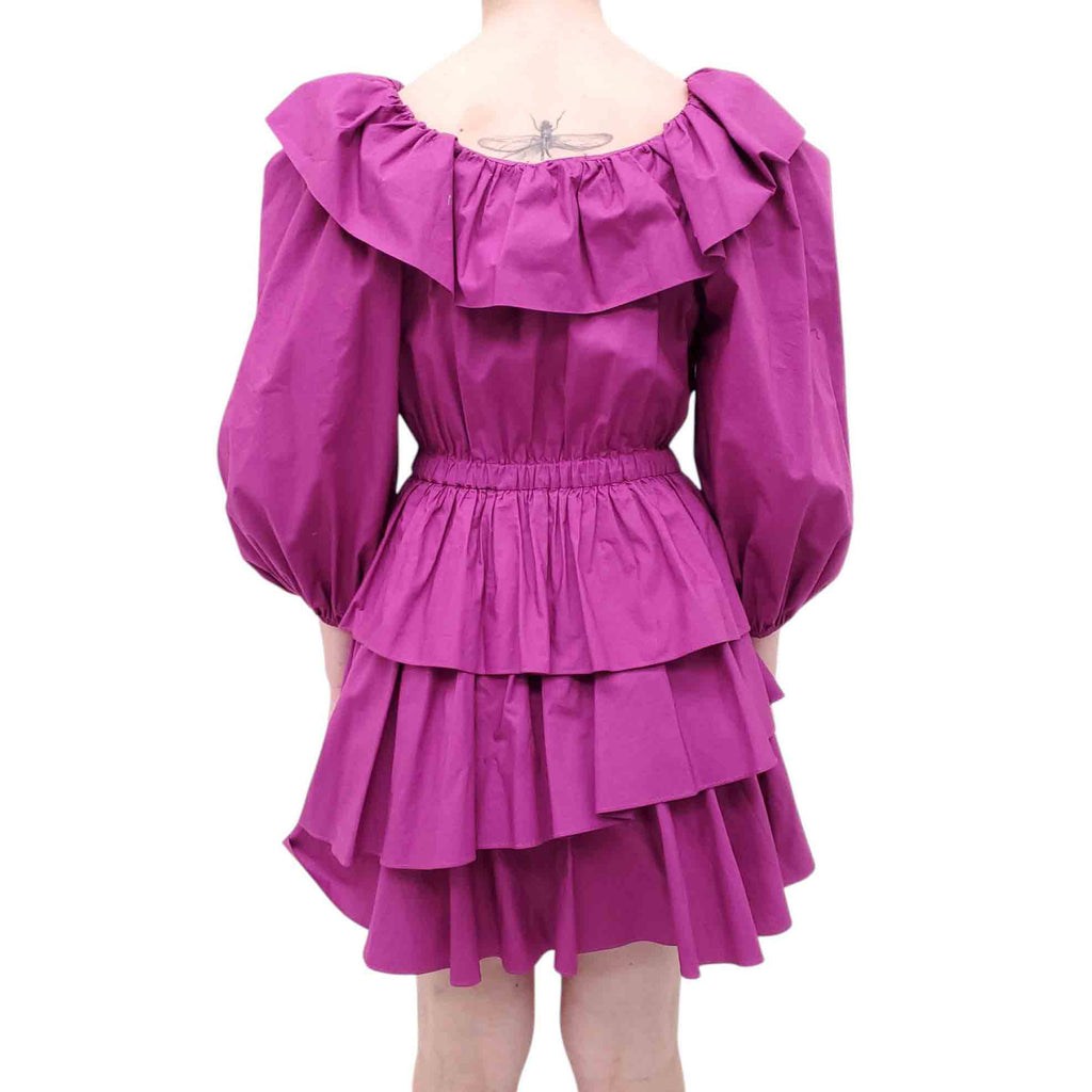 ULLA JOHNSON PURPLE TIERED RUFFLE DRESS - SIZE 2