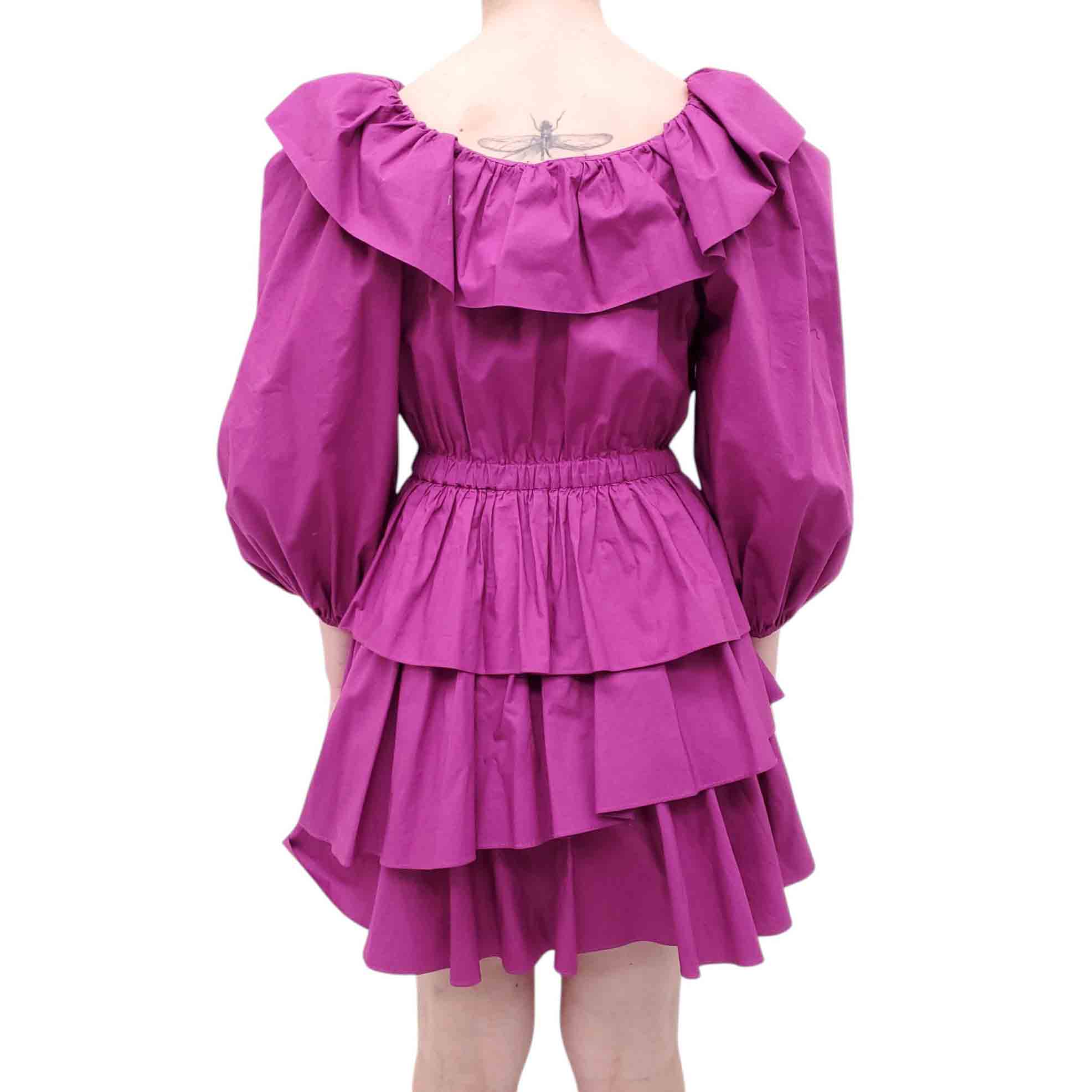 ULLA JOHNSON PURPLE TIERED RUFFLE DRESS - SIZE 2