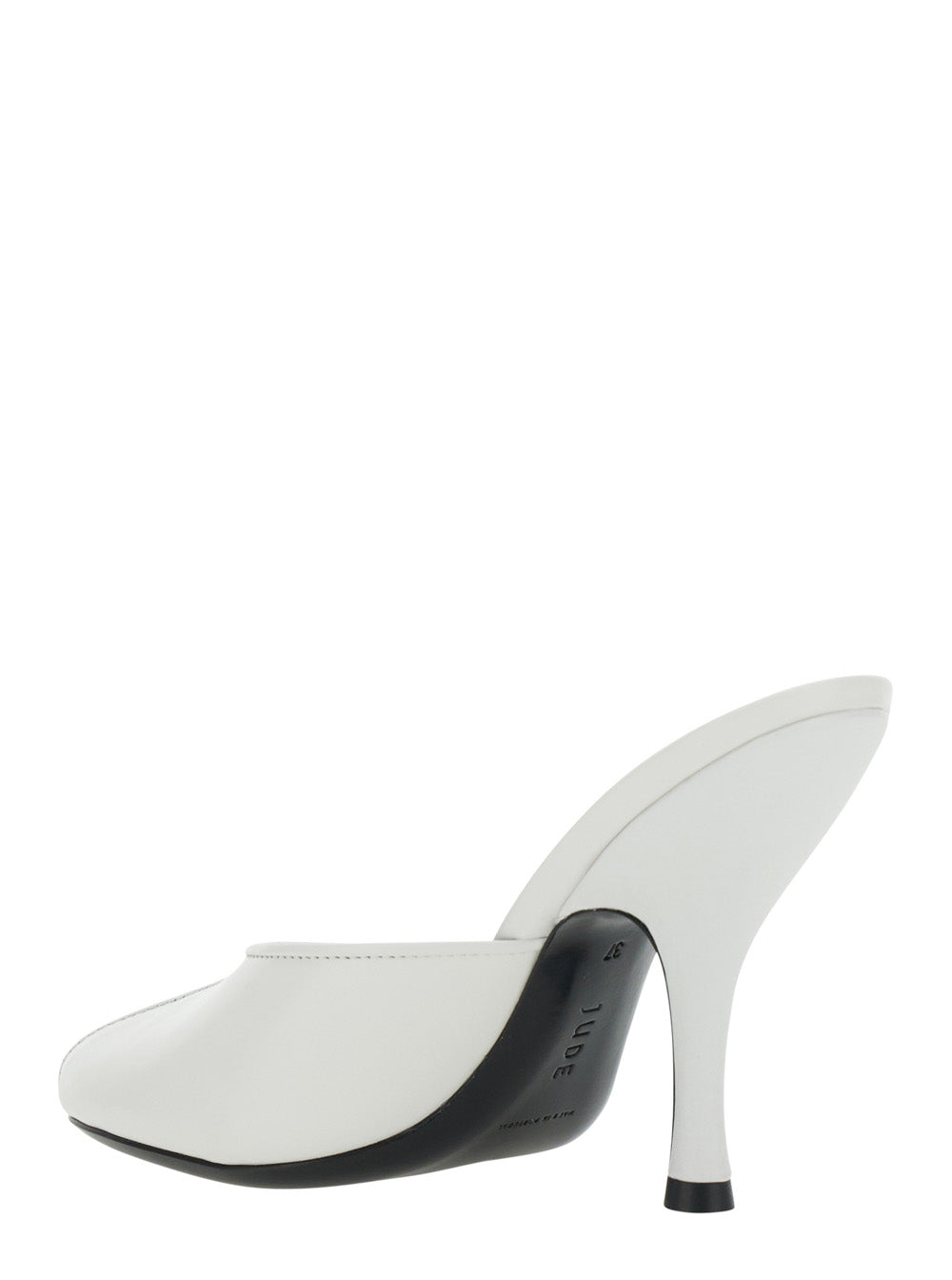 Jude Women 'Date' White Heeled Sandals With Cut-Out Toe In Leather Women