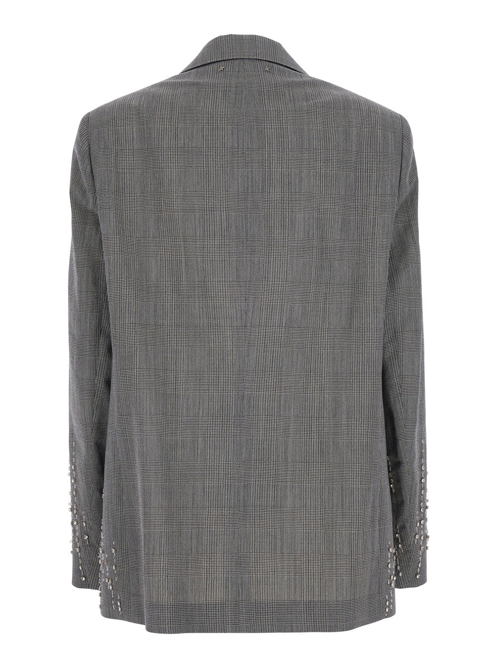 Golden Goose Women Grey Single-Breasted Jacket With Notched Revers And Check Motif All-Over In Virgin Wool For Women