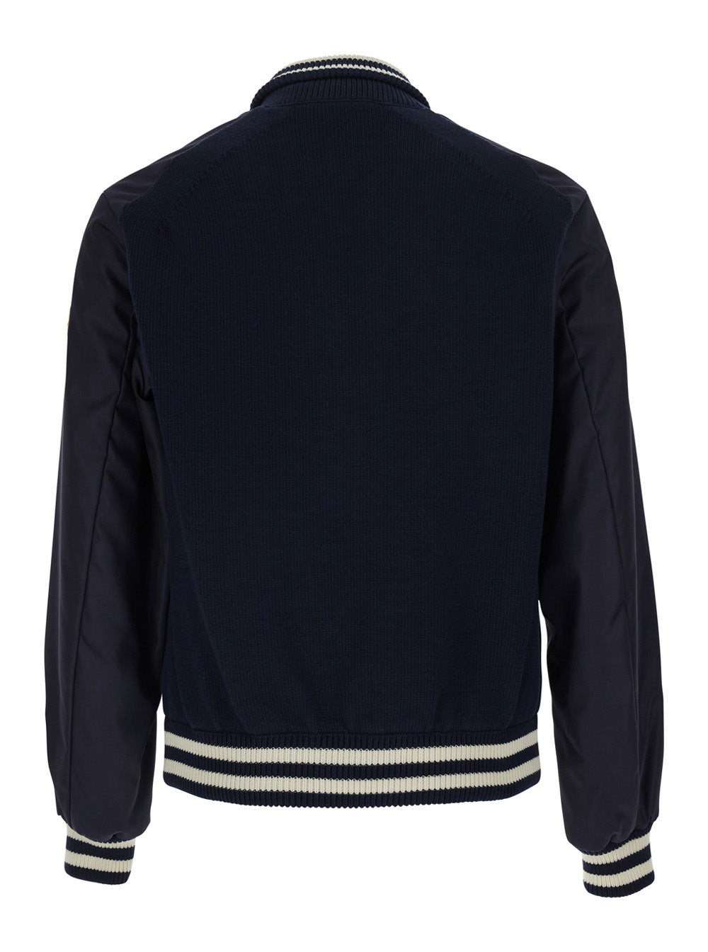 Moncler Men Cardigan Blue With Zip And High Collar In Polyamide Men