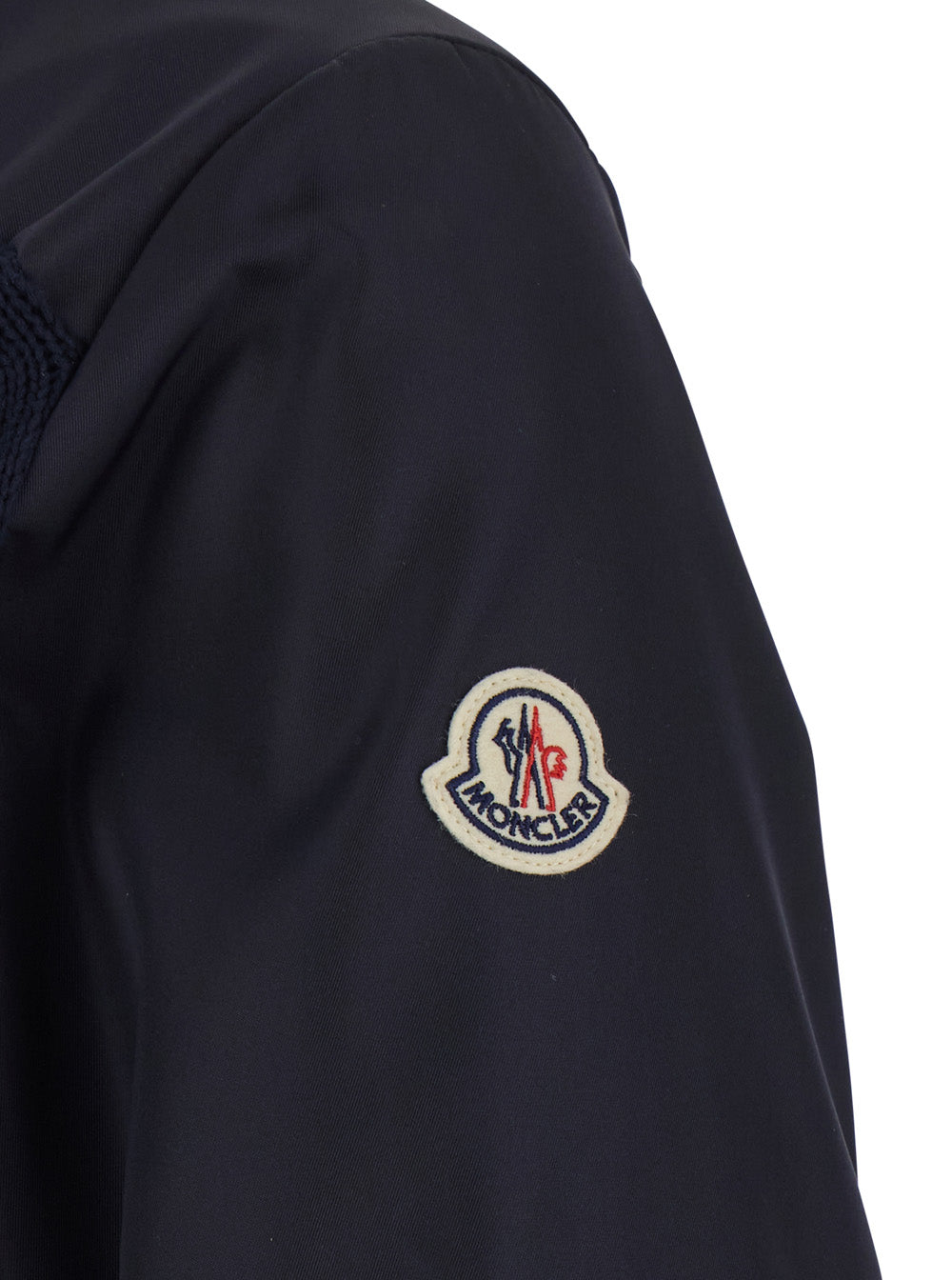 Moncler Men Cardigan Blue With Zip And High Collar In Polyamide Men