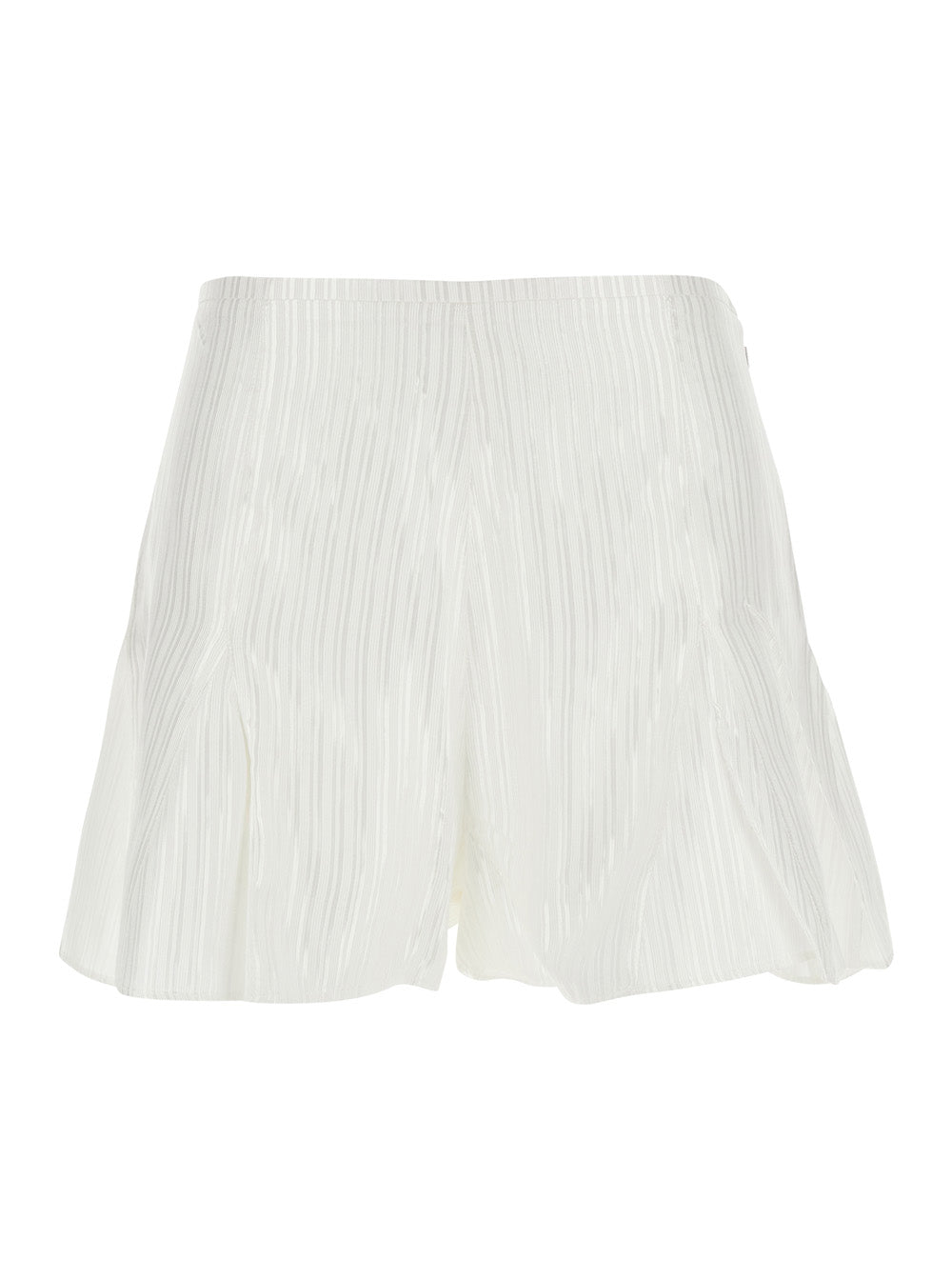 Rotate Women White Flowing Striped Shorts In Viscose And Cotton For Women