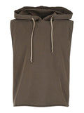 Drkshdw Men Brown Sleeveless Hooded Top With Drawstring In Cotton For Men