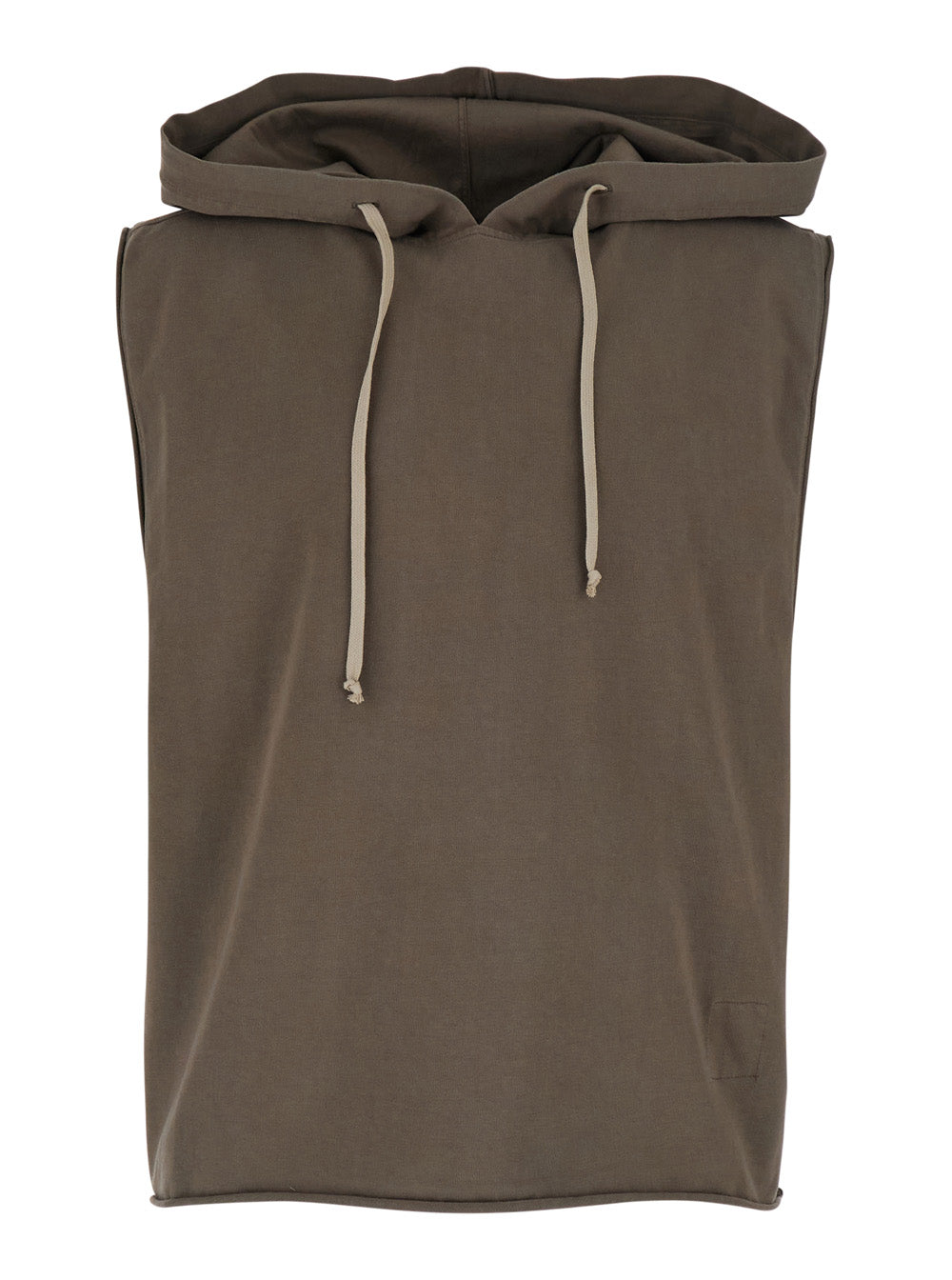 Drkshdw Men Brown Sleeveless Hooded Top With Drawstring In Cotton For Men