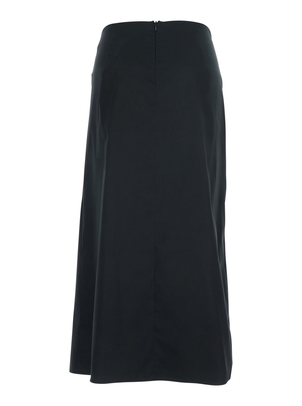 Max Mara Women Black Skirt With Bow Detail On The Front And Zip Closure On The Back In Stretch Cotton Blend For Women