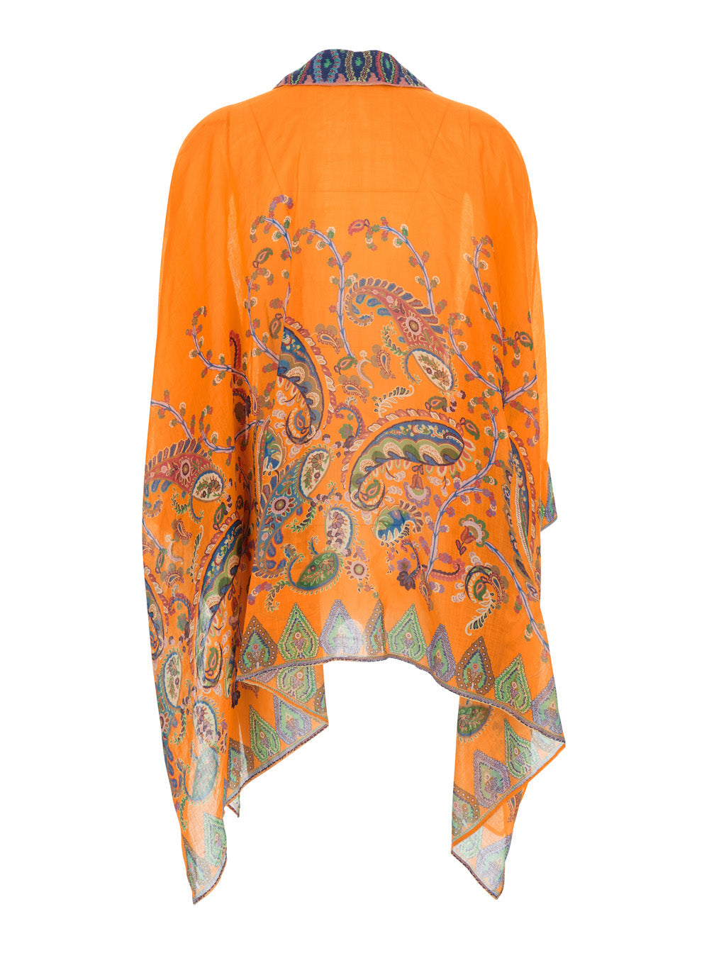 Etro Women Orange Oversized Shirt With Classic Collar And All-Over Print In Ramie For Women