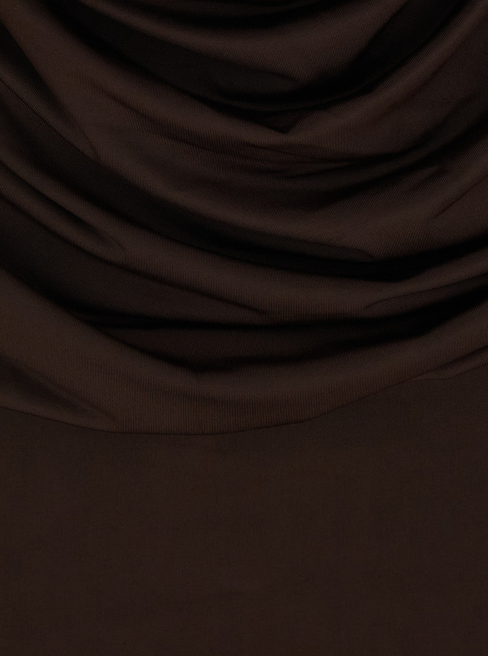 The Andamane Women 'Lilia' Brown Mini Dress With Deep V-Neck And Open Collar In Stretch Tech Fabric For Women