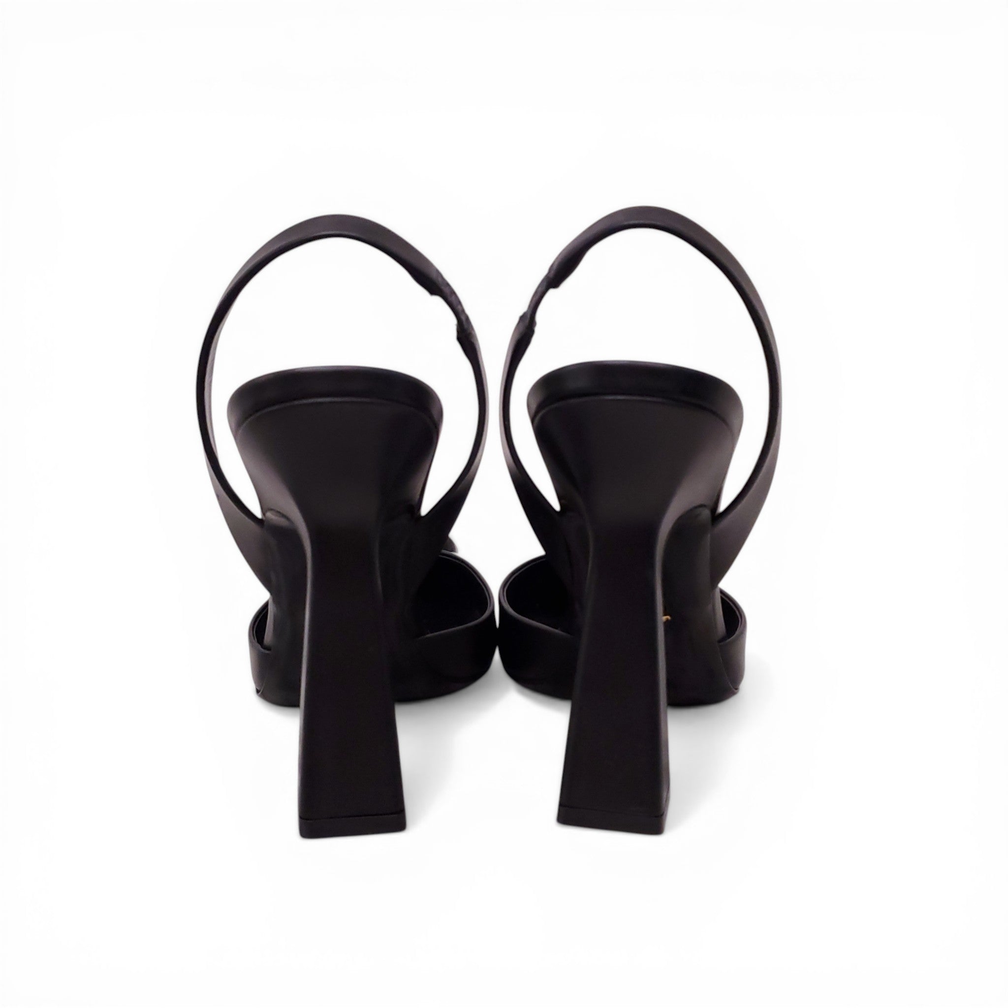 VERSACE BLACK MEDUSA LOGO HEELS - SIZE 39.5